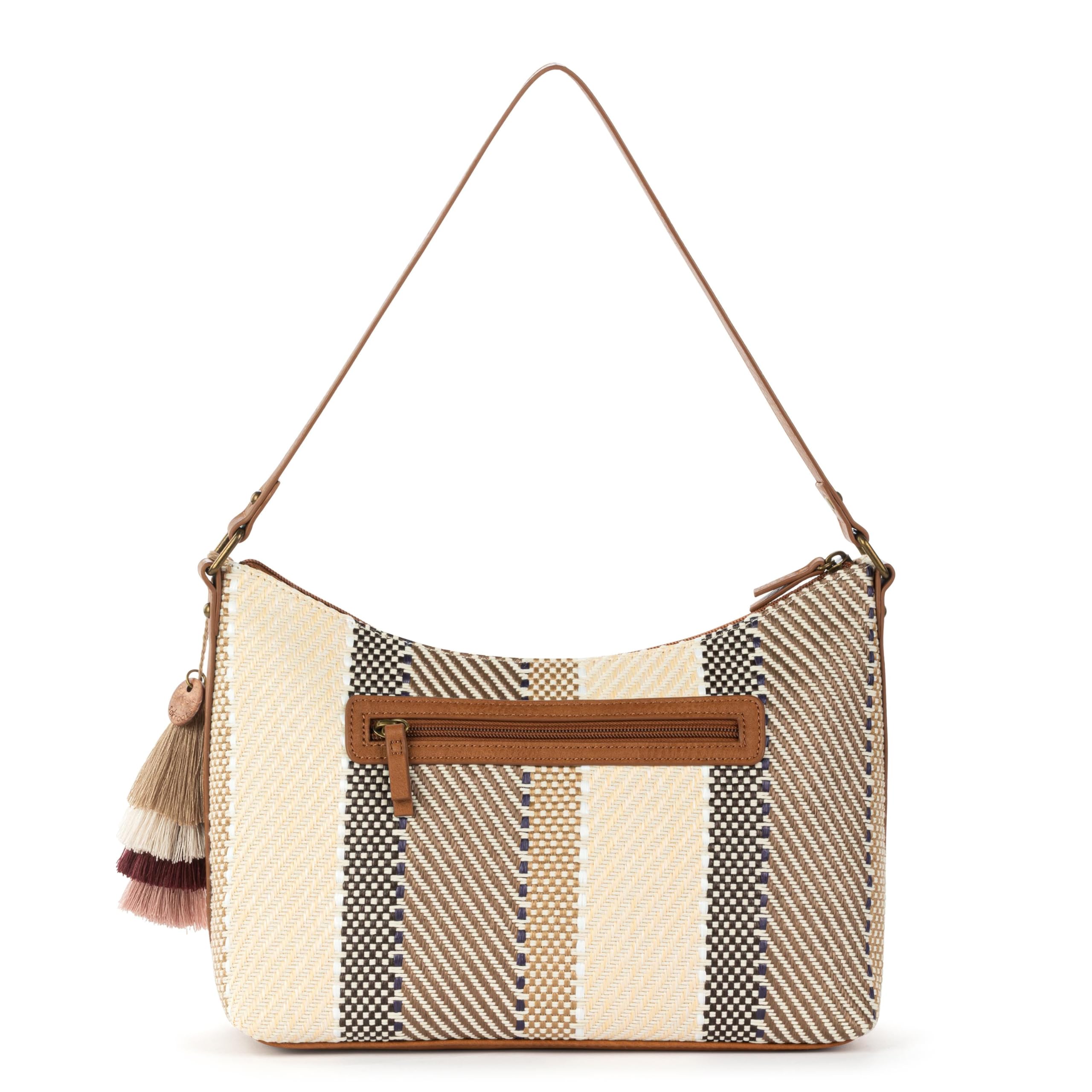 Sakroots Banyan Hobo – Shoulder bag with Zipper Closure, Back Zipper Pocket, detachable key dangle. Lightweight Travel, Work, or Everyday Hobo for Women - Tobacco Batik Woven