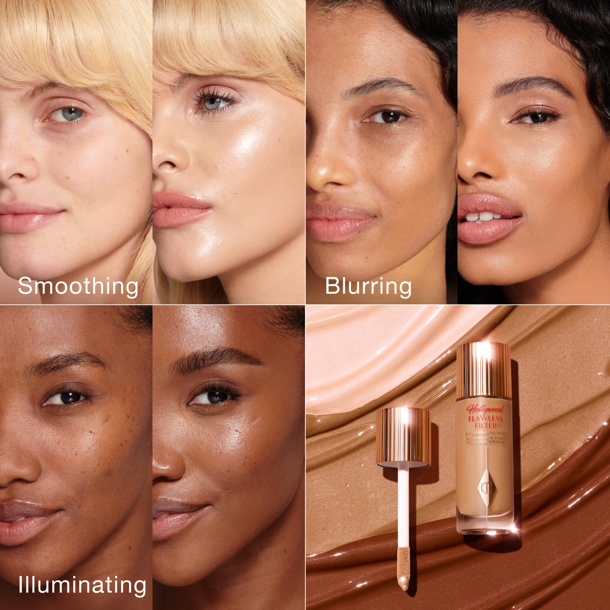 Charlotte Tilbury Hollywood Flawless Filter - Multi‑Use Makeup Primer, Complexion Booster & Illuminating Liquid Highlighter with Sheer Coverage - Smooths & Blurs Skin - 2 Fair