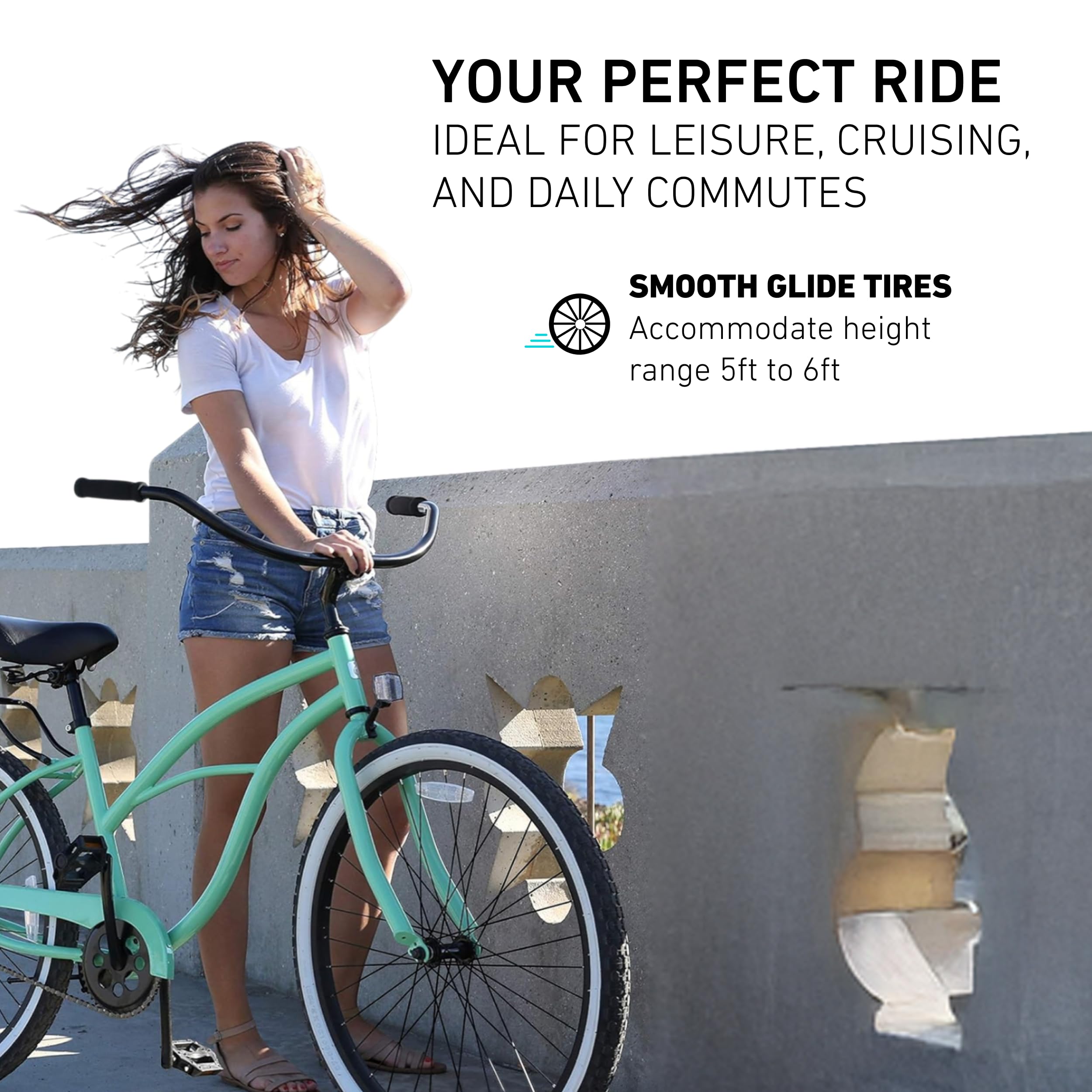 sixthreezero Around The Block Women's Beach Cruiser Bike, Hybrid Bicycle with Rear Rack