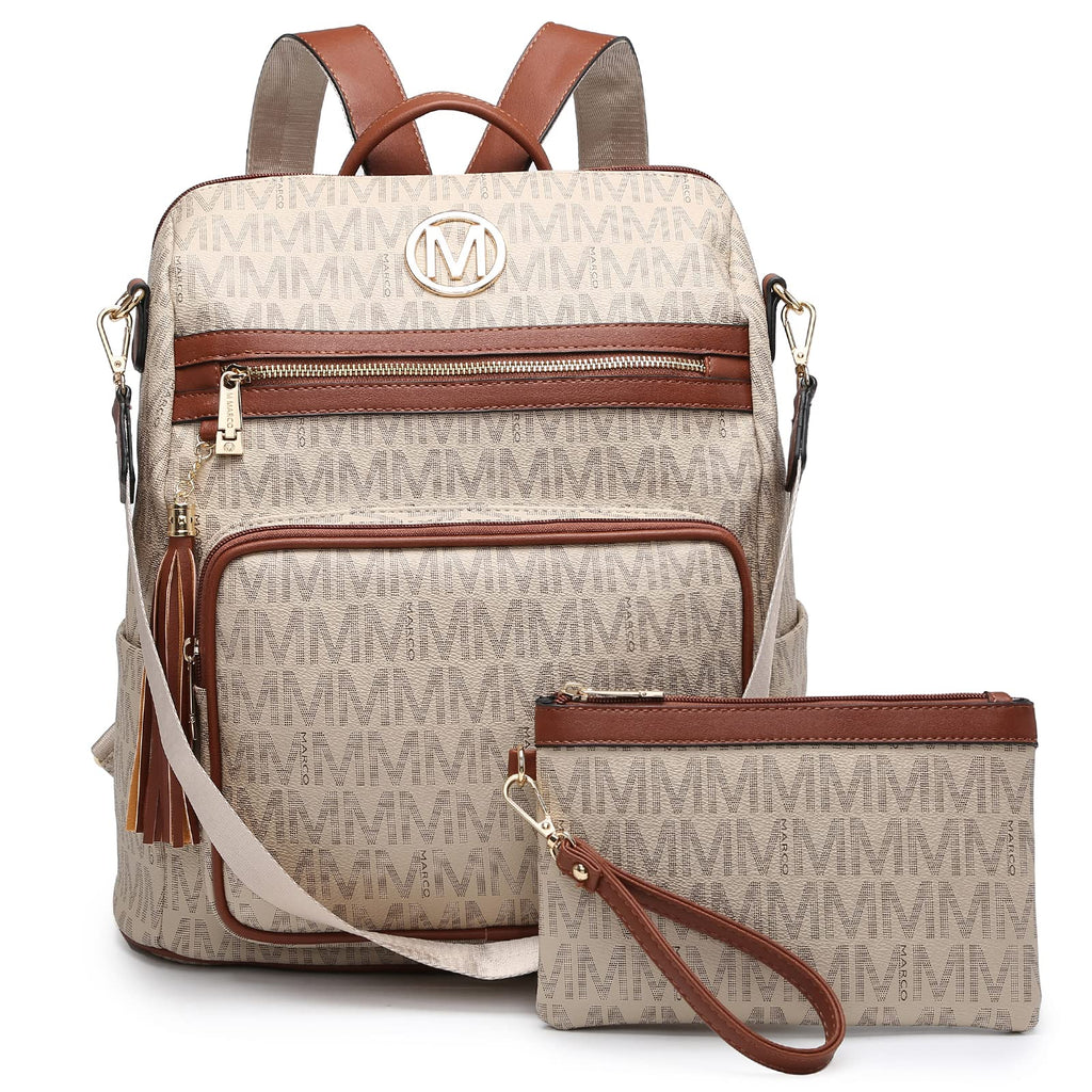 MKP COLLECTION Women Fashion Backpack Purse Convertible Large Rucksack Versatile Travel Shoulder Bags Handbag Set with Tassel