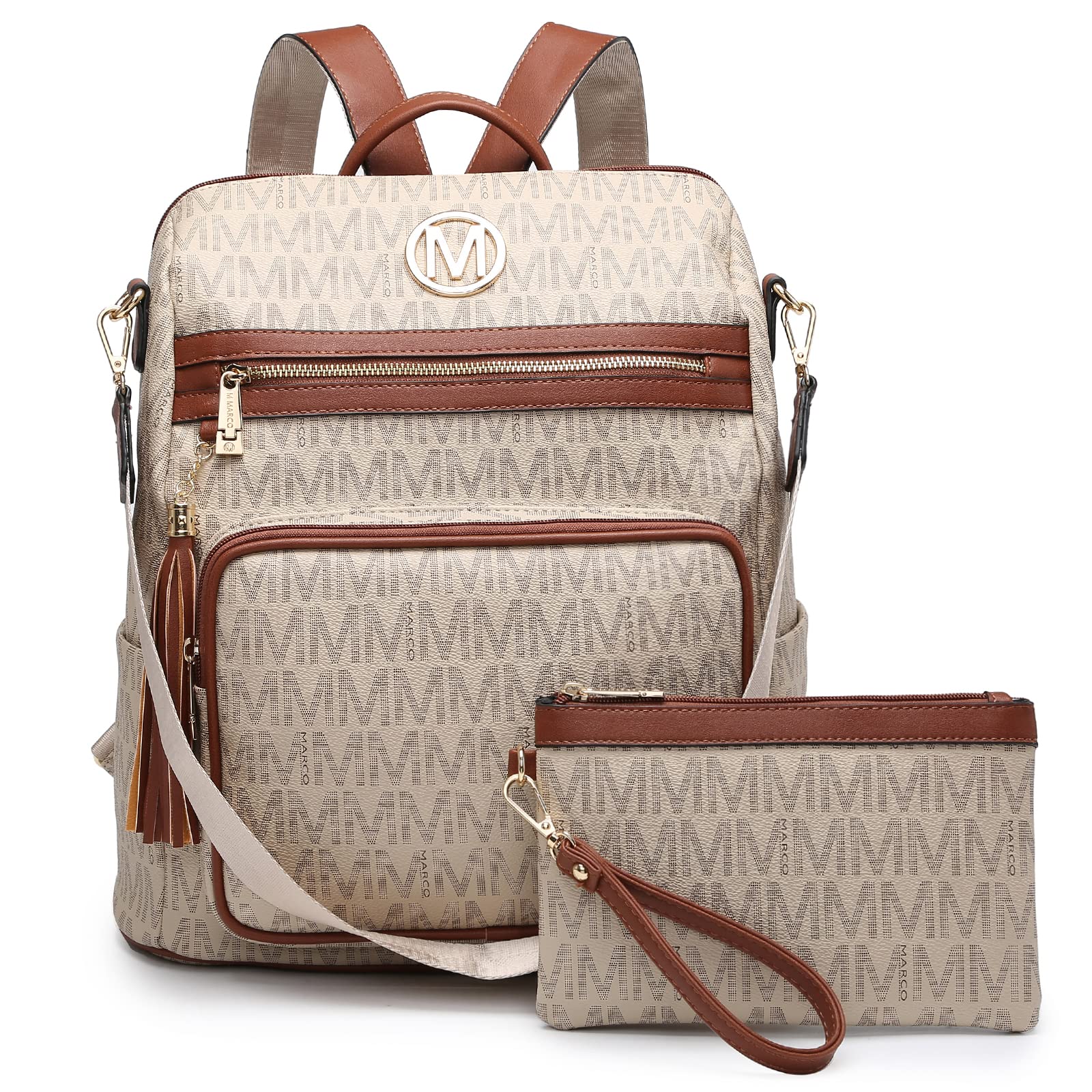 MKP COLLECTION Women Fashion Backpack Purse Convertible Large Rucksack Versatile Travel Shoulder Bags Handbag Set with Tassel