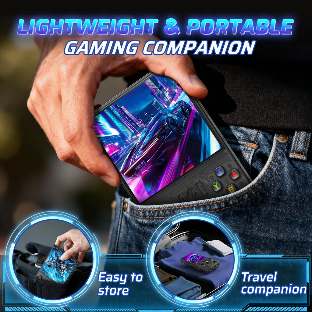 YEQOO R36MAX Retro Handheld Game Console, 4.0 Inch IPS HD Screen Portable Retro Gaming Console, 1.5GHz CPU Support 30+ Emulator Console Video Game Console, 4000mAh Battery (64GB Black)