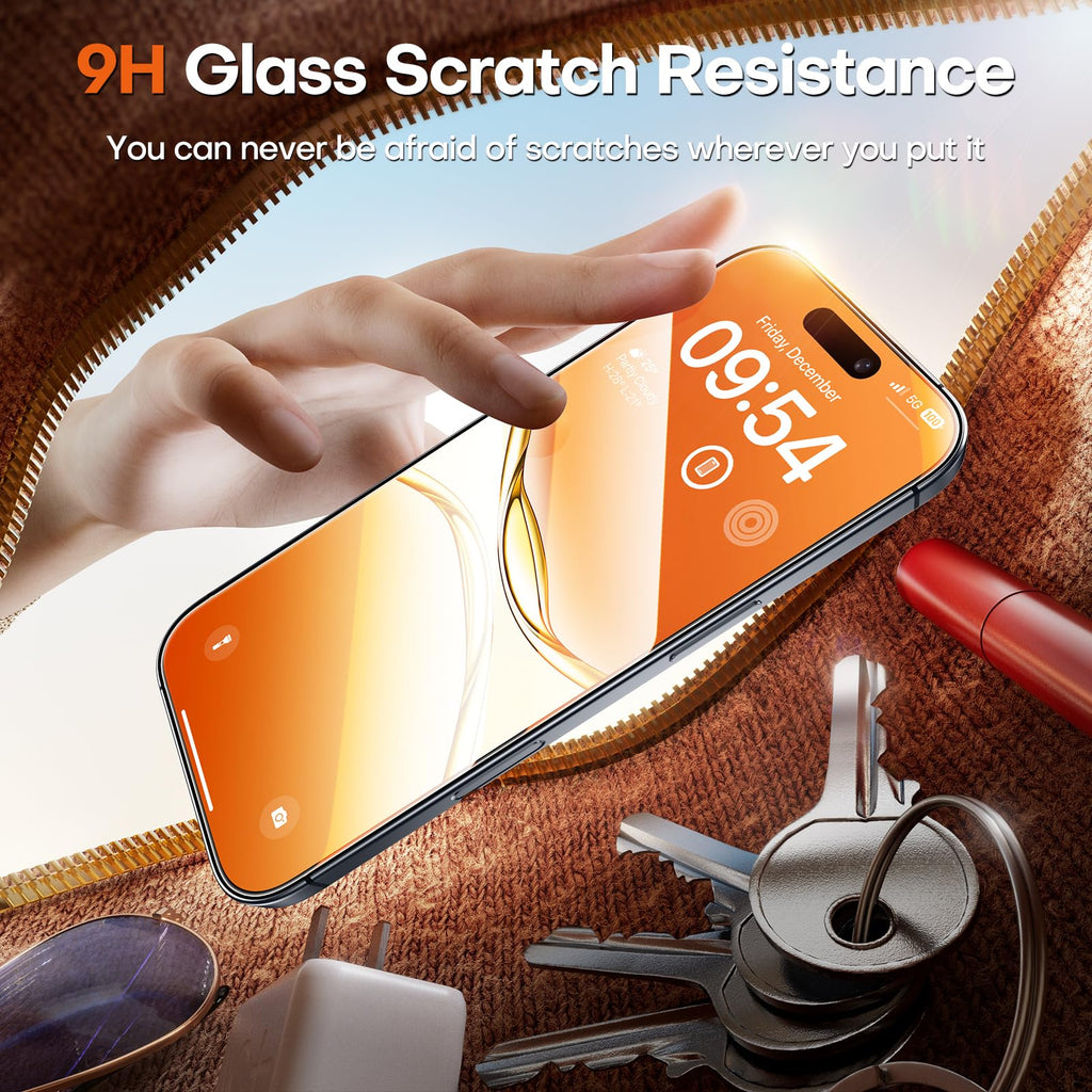 TOCOL for iPhone 17 Screen Protector 6.3 inch 9H Hardness Military Grade Shatterproof HD Tempered Glass for Full Coverage Protection 2 Pack