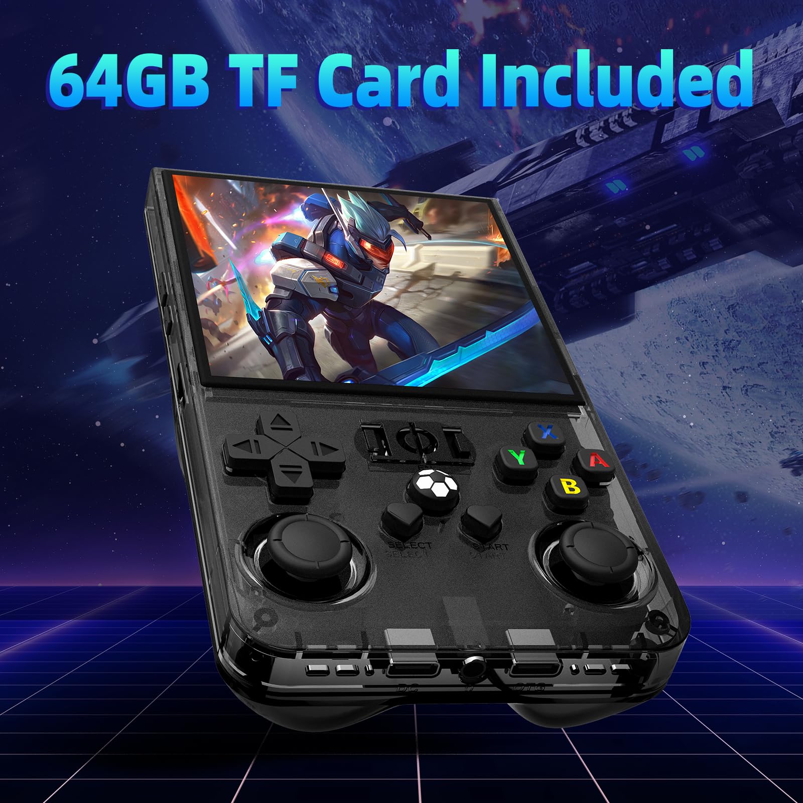 R36MAX Retro Gaming Console, 4.0 Inch Handheld Game Console with 64GB Classic Video Games Inchluded,Support 30+ Simulators,Hand Held Game Console for Christmas (Black)