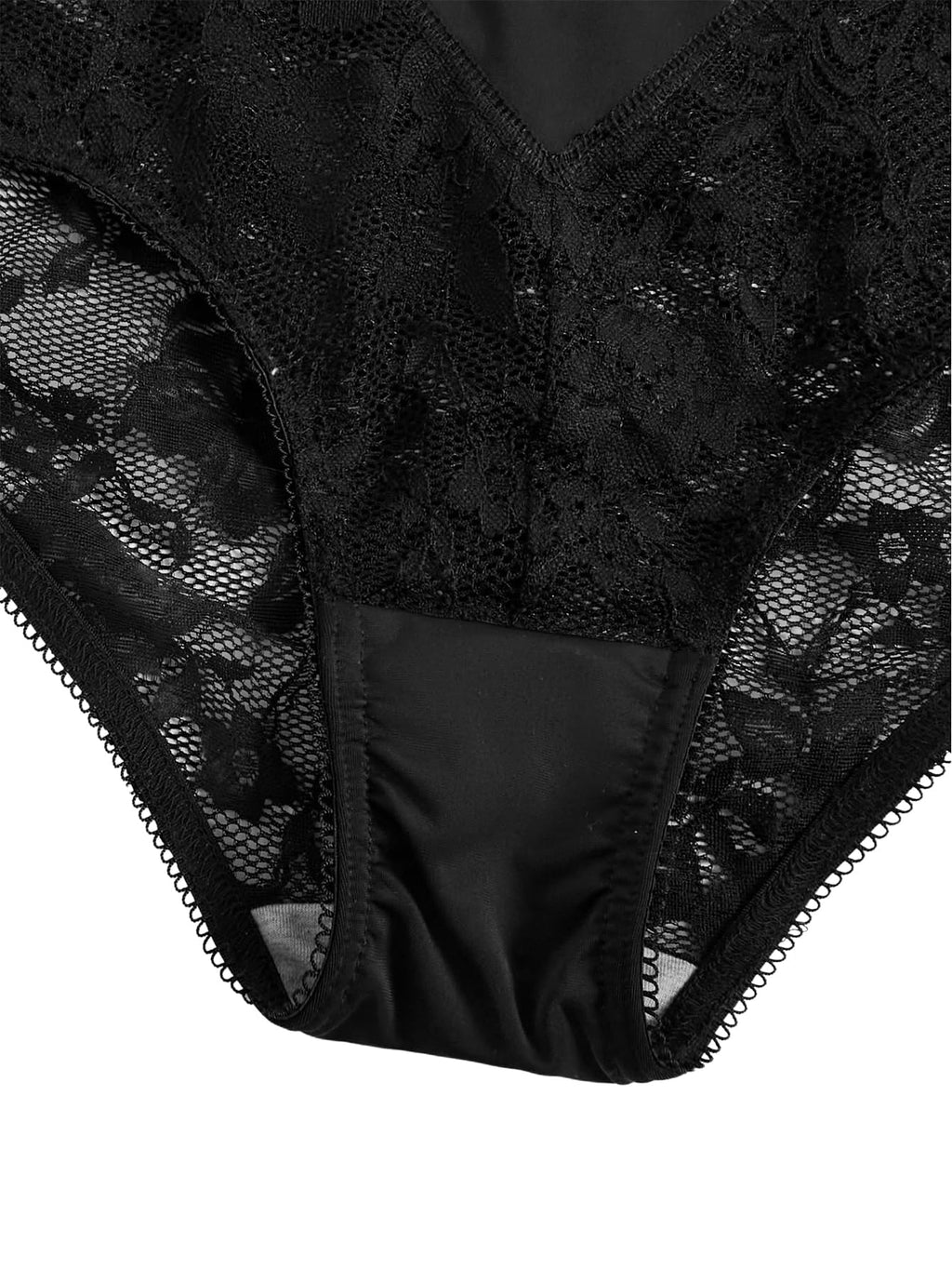 WDIRARA Women's Plus Size Sheer Lace Boyshorts Underwear Sexy High Waisted Boxer Briefs Panties Black Lace Large Plus