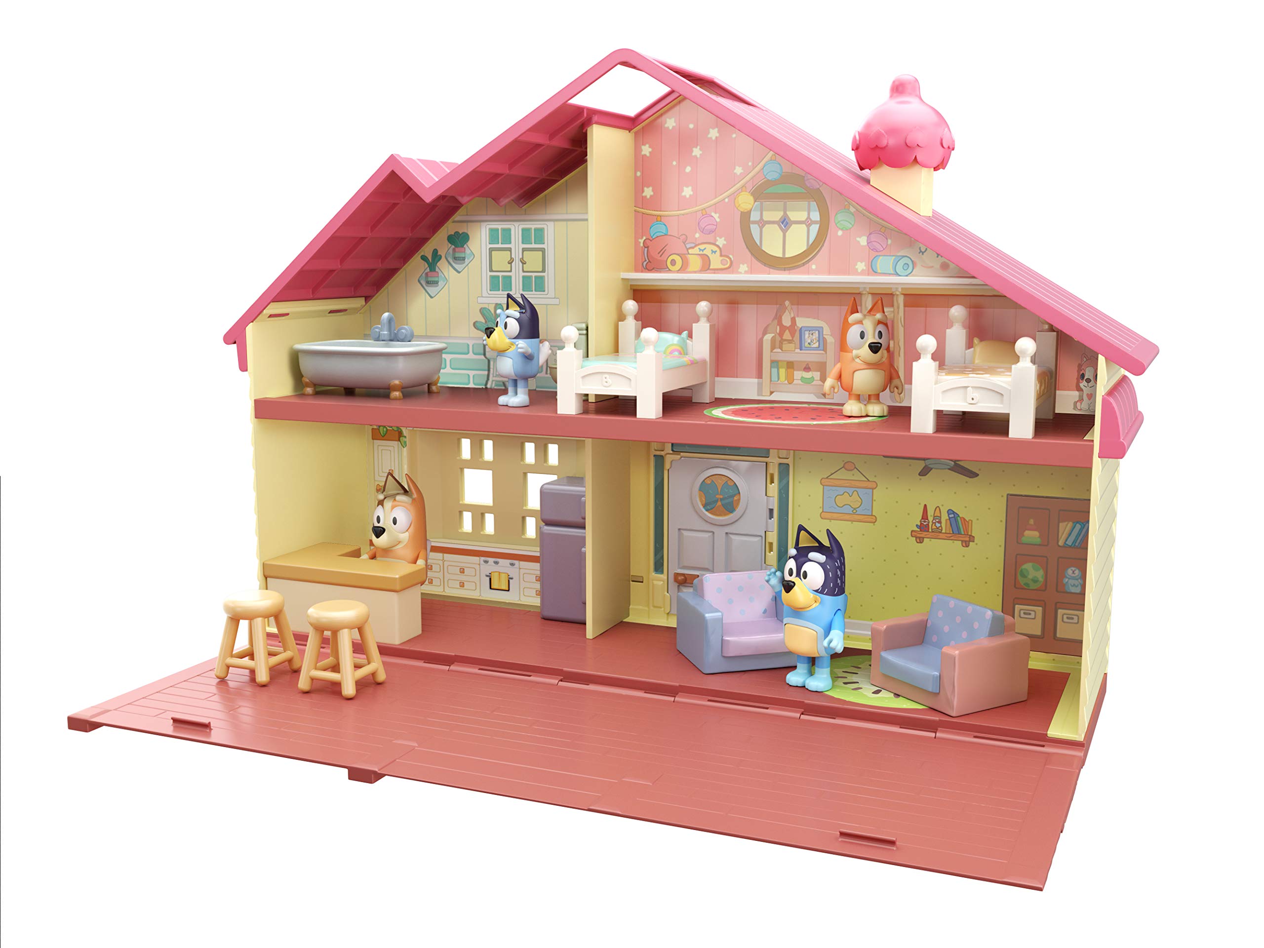 Bluey Toy House Mega Bundle Family Home & BBQ Playhouse Toys, Bingo, Bandit, Chilli, Kids Doll House Playset for Toddlers 3-5, Amazon Exclusive
