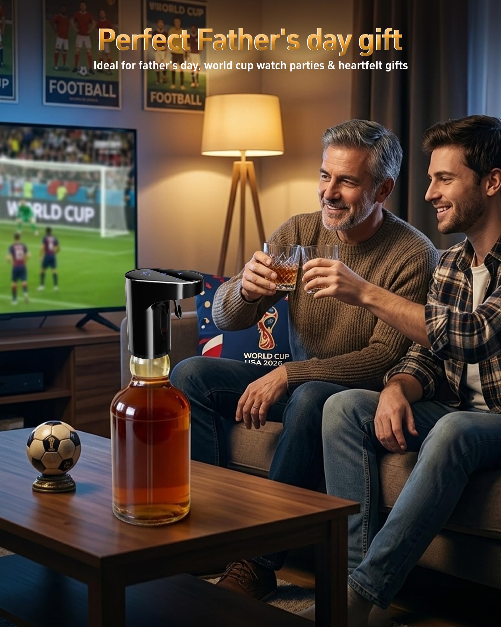 Fathers Day Gift|World Cup Viewing Party Supplies,5-in-1 Electric Wine Decanter & Smart Liquor Dispenser,Automatic Aerator&Pourer with 1-999ml Precision Dosing|Gift for Men,Dad,Whiskey Lovers(Black)