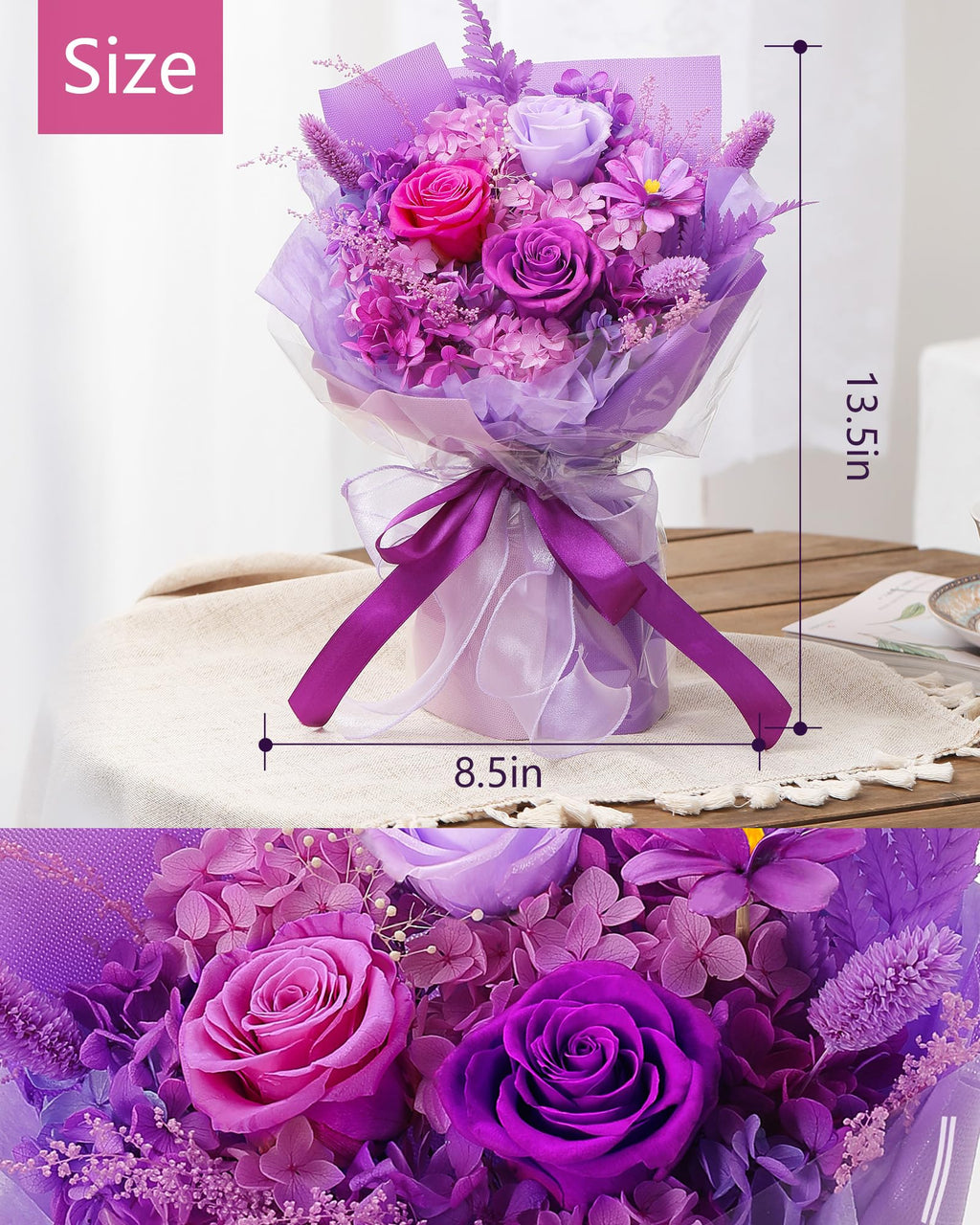 Valentines Day Flowers Gifts for Her Women,Flowers Roses Bouquet Gifts for Women Wife Girlfriend and Best Friend/Flower for Delivery Prime/Purple Rose