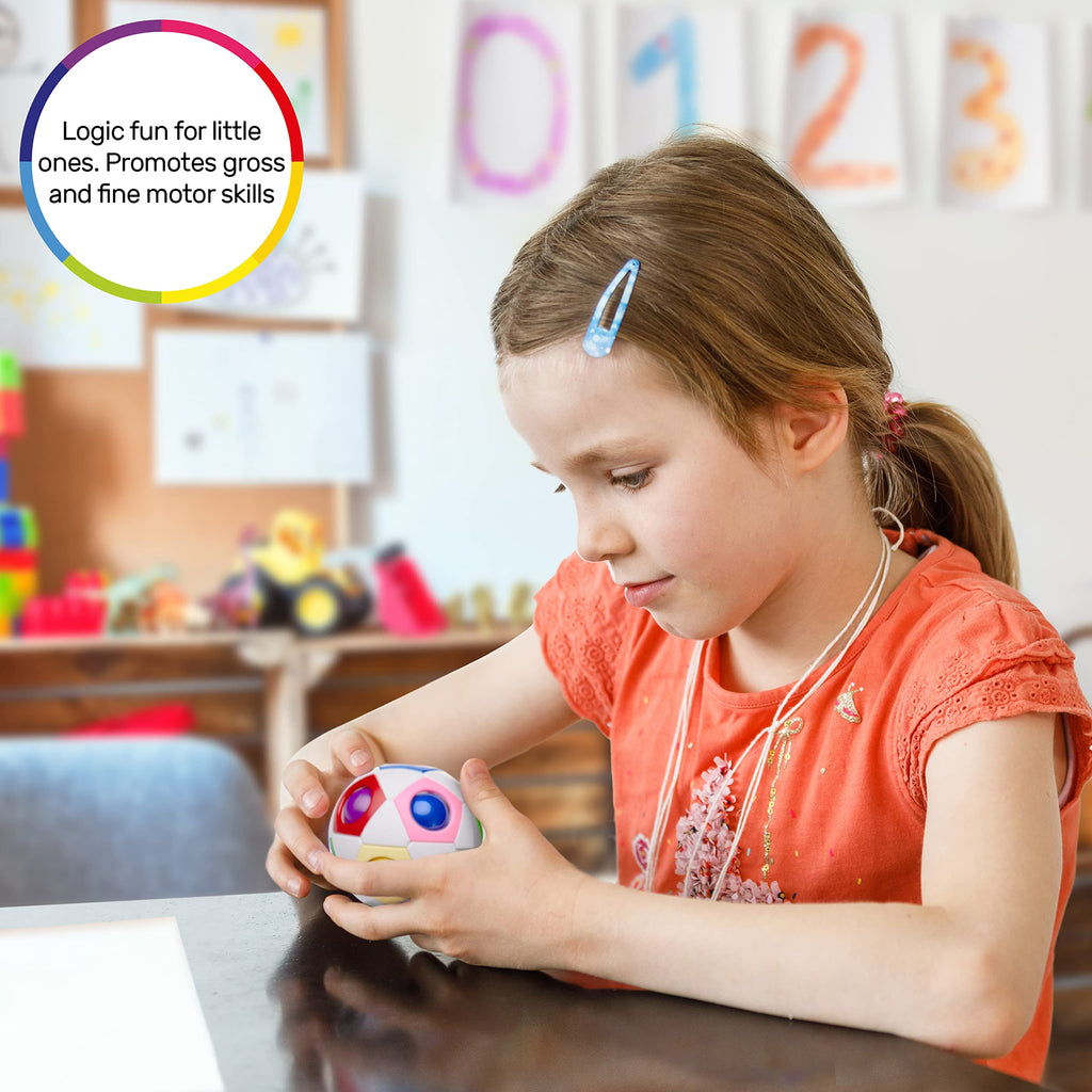 CUBIDI® Original Rainbow Puzzle Ball I Brain Teasers for Kids Ages 6-10 I for Boys and Girls 6+ Years, Cool Travel Toy for Children, Fidget Ball, 3D Puzzle Toy