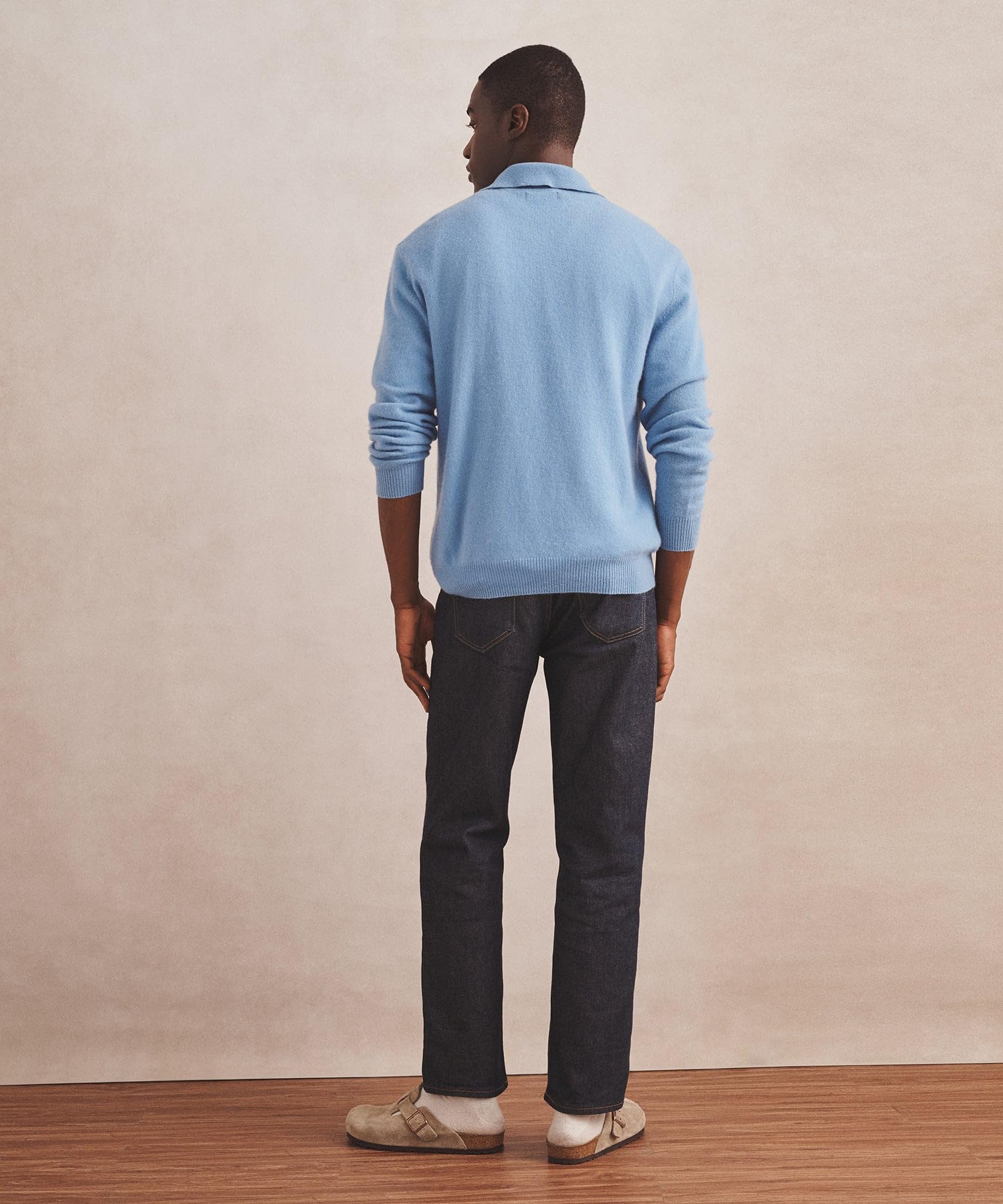 NAADAM, Lightweight Cashmere Relaxed Polo, Sky Blue, M