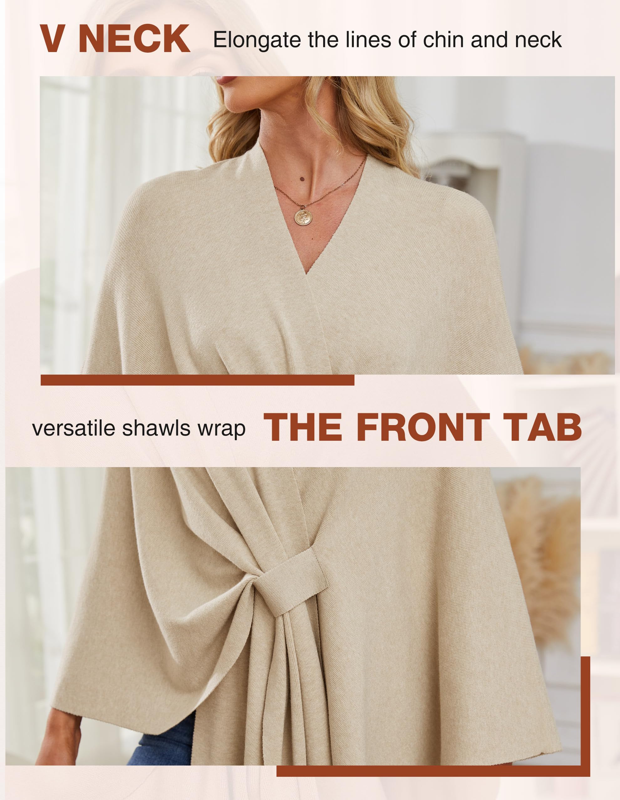 PULI Women's Elegant Shawl Wraps Soft Open Front Poncho Sweater for Spring Fall Winter Barley Twist