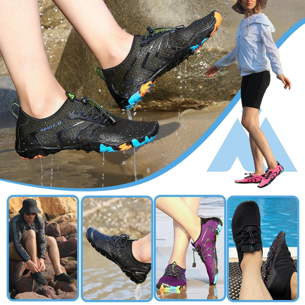 Mishansha Water Shoes for Women Men, Quick-Dry Barefoot Swim Shoes with Drainage Holes, Lightweight Aqua Shoe for Beach Pool River Boating Yoga Walking 7 Women/6 Men Purple