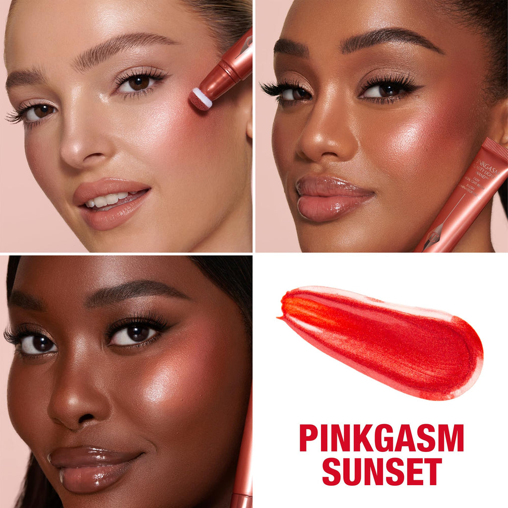 Charlotte Tilbury Beauty Light Wand Liquid Highlighter Makeup - Soft-Focus Highlighter & Blush for Cheeks - Pearlescent, Weightless Radiant Finish - Pinkgasm Sunset