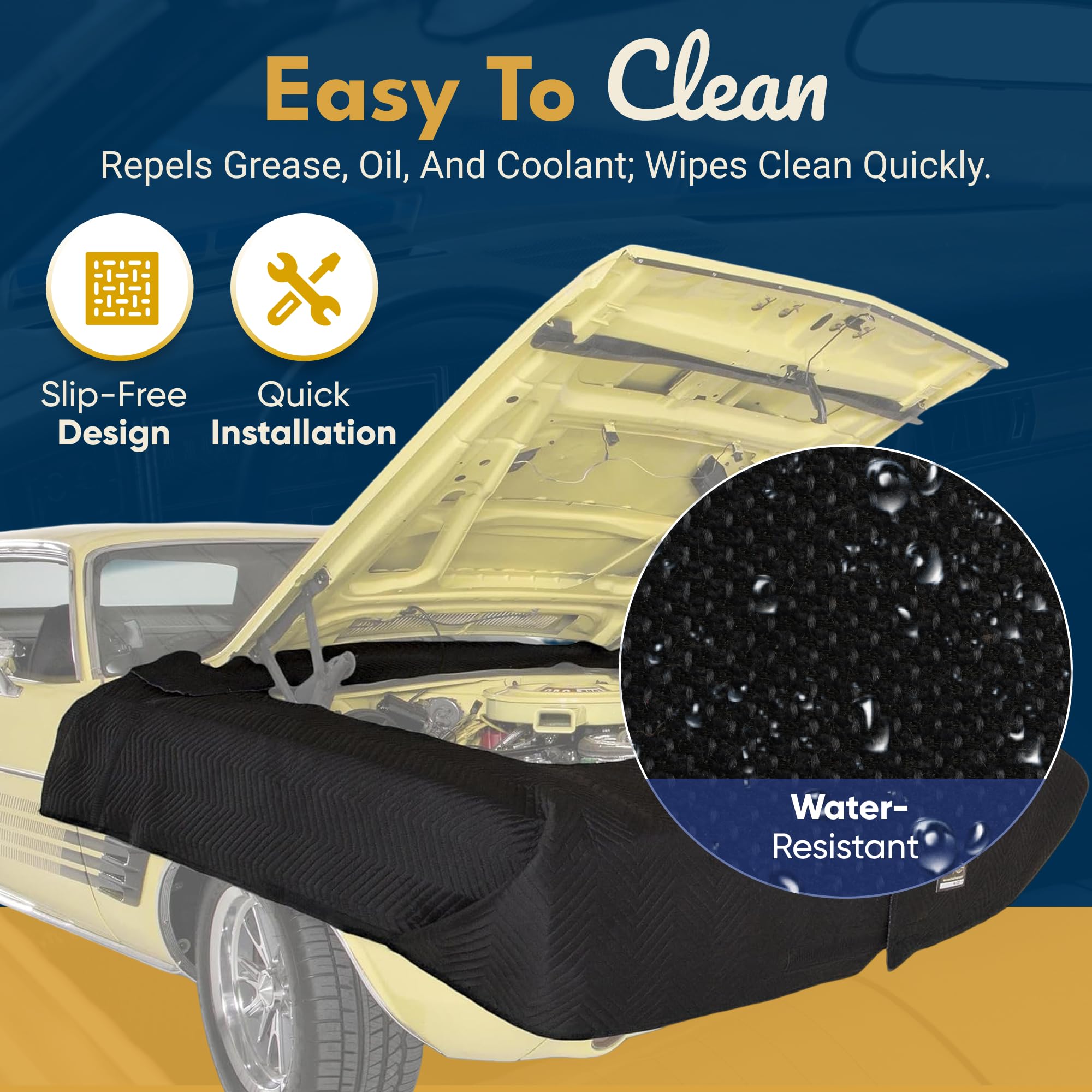 Bob's Original Fender Cover - Complete Engine Compartment Coverage - Fender Covers for Mechanics - Adjustable, Thick and Soft, Fits Multiple Vehicles