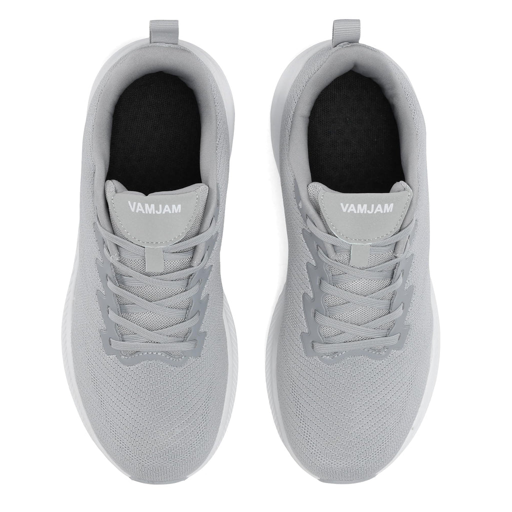 VAMJAM Mens Running Shoes Fashion Sneakers Non Slip Walking Shoes Comfortable Tennis Cushion Athletic Shoes for Men Lightgrey Size 11