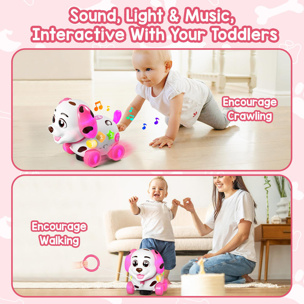 Grasili Musical Bilingual Puppy Toys for 1 Year Old Girl Gifts, First 1st Birthday Girl Gifts for 1 Year Old Toy, Learning Educational Baby Toy 6-12-18 Months