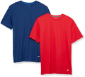 Amazon Essentials Men's Performance Tech Workout T-Shirts, Pack of 2, Navy/Red, XX-Large