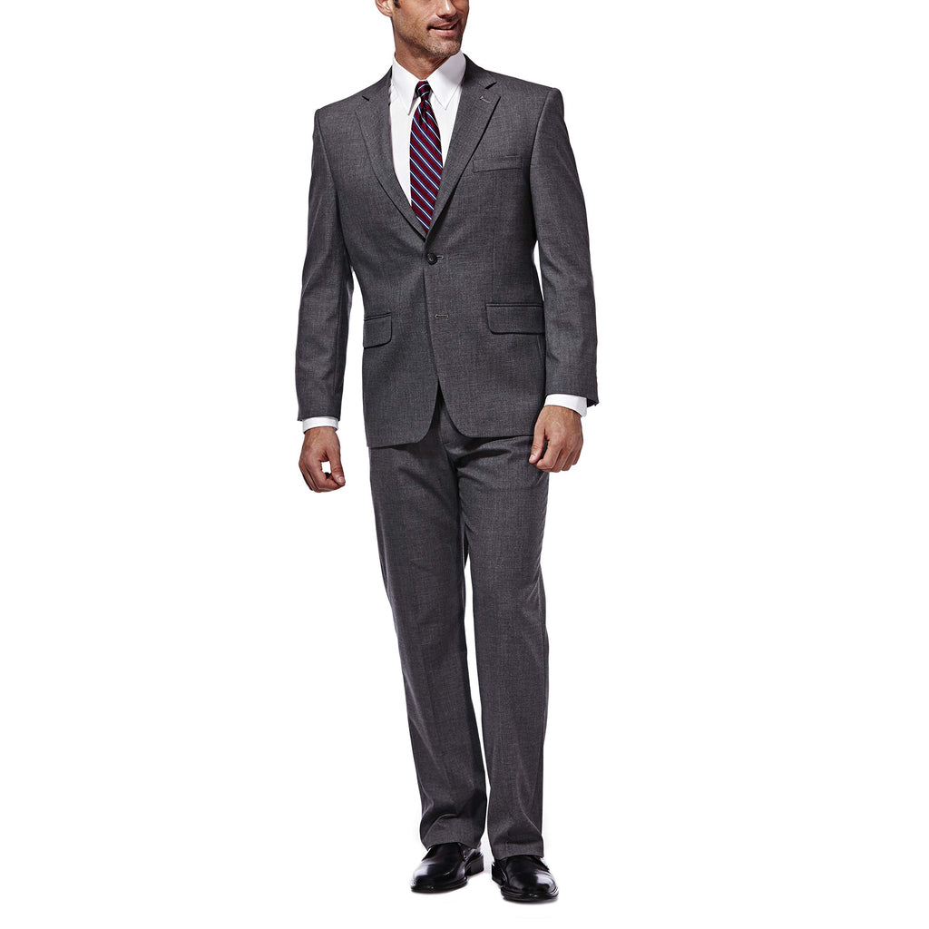 J.M. Haggar Men's Premium Performance Stretch Stria 2-Button Suit Separate Coat, Dark Heather Grey, 40R
