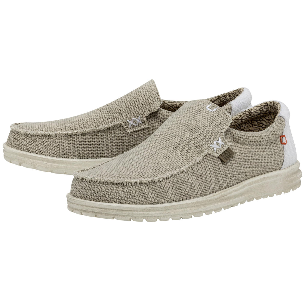 HEYDUDE Men's Mikka Braided Off White Size 11| Men's Loafers | Men's Slip On Shoes | Comfortable & Light-Weight