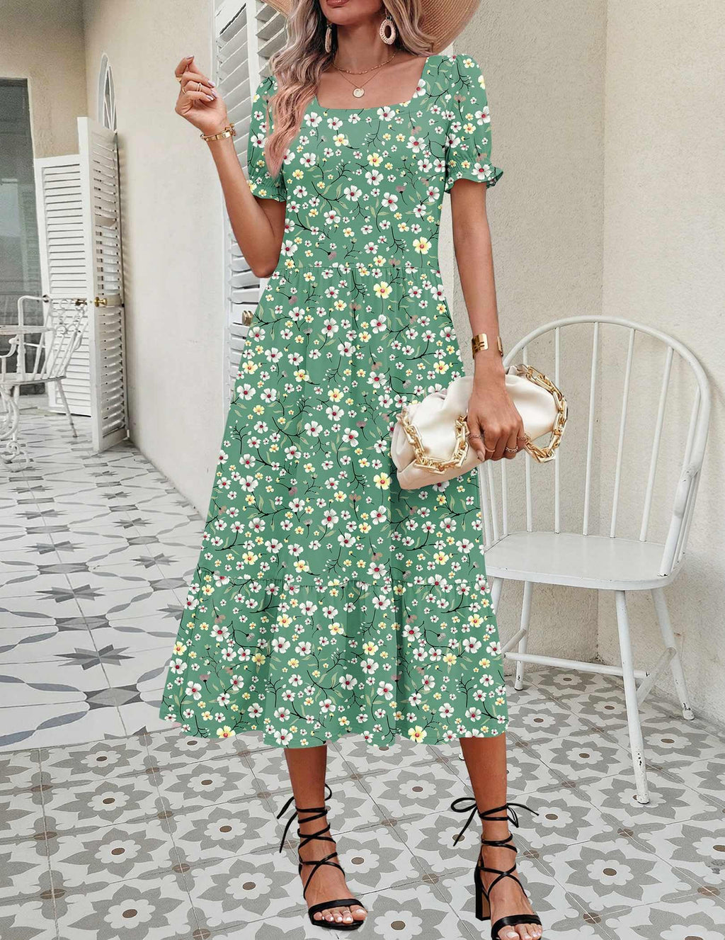 Zeagoo Plus Size Summer Dresses Short Sleeve Midi Dress Floral Sundresses for Beach Vacation Long Dress with Pockets Tiered Dresses XXL