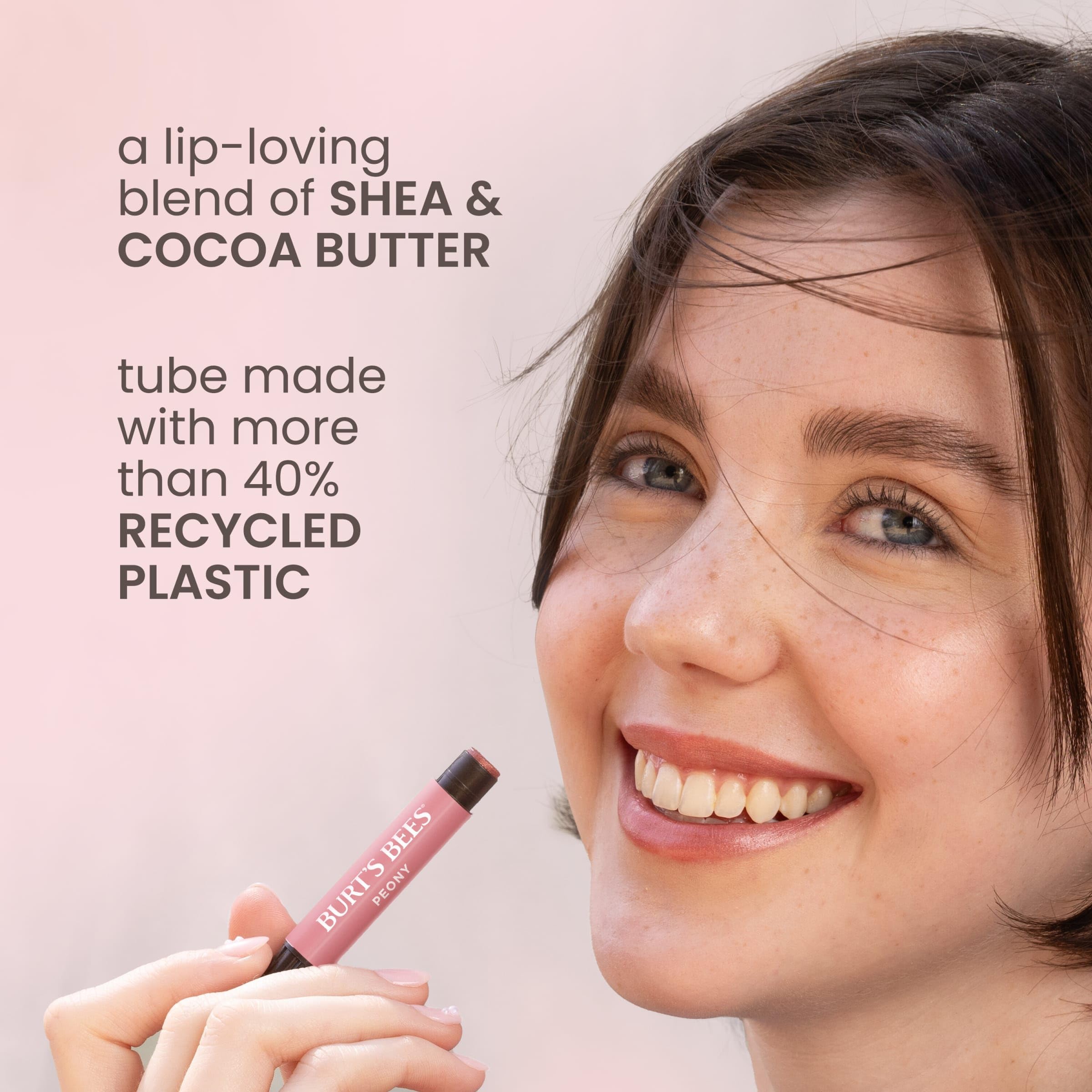 Burt's Bees Shimmer Lip Tint Set for Valentine's Day Gifts, Tinted Lip Balm Stick, Moisturizing for All Day Hydration with Natural Origin Glowy Pigmented Finish & Buildable Color, Champagne (4-Pack)