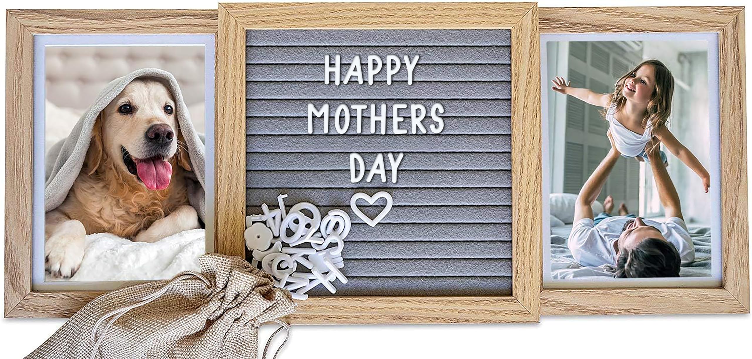 Personalized Picture Frame with Custom Letter Board – Two Photo Display for Mom, Grandma, Best Friend Frame, Sisters, or Couples – Custom Photo Frame and Personalized Wedding or Friendship Gift