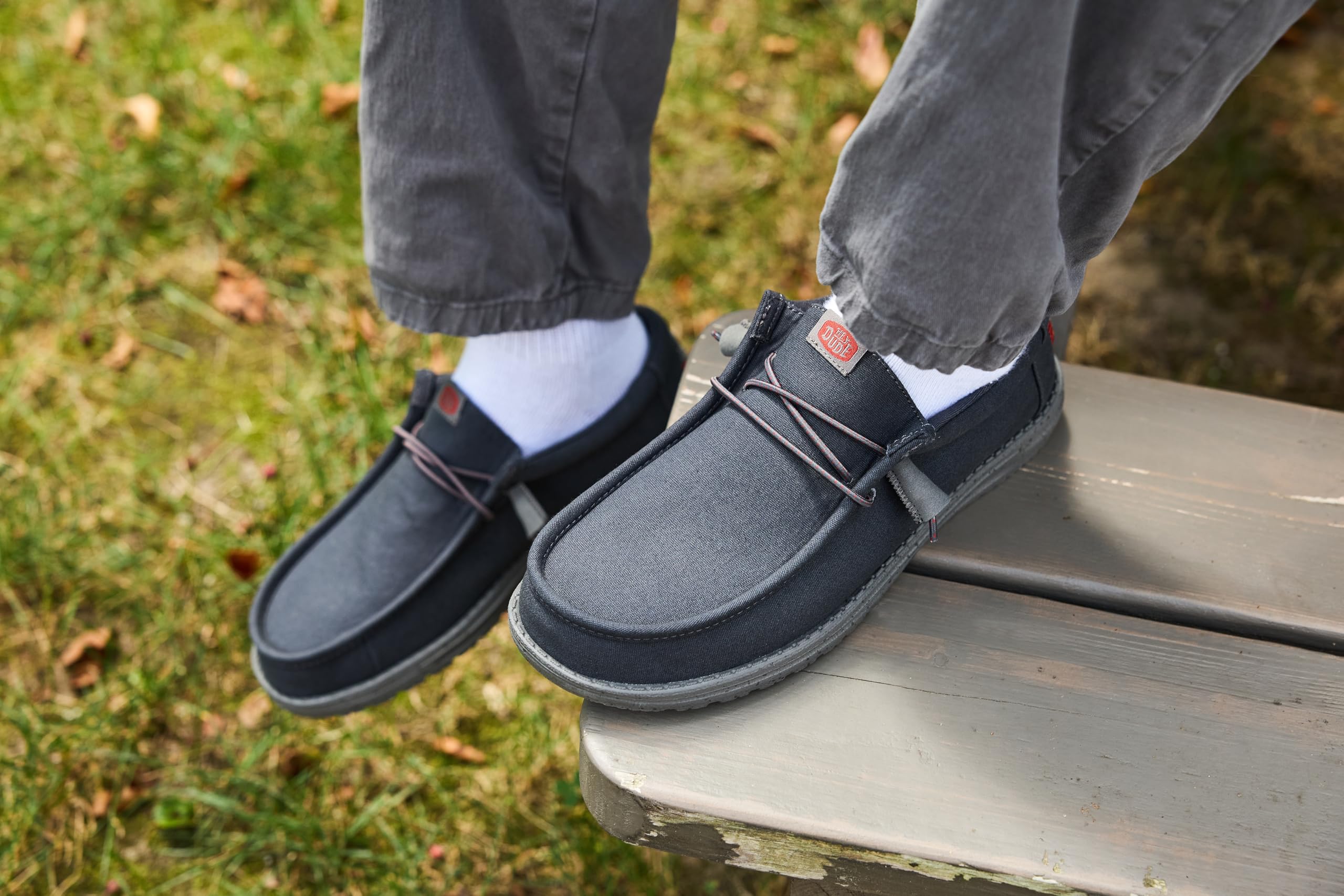 HEYDUDE Men's Wally Canvas Dark Grey Size 11, Men’s Shoes, Slip-on Loafers, Comfortable & Light-Weight