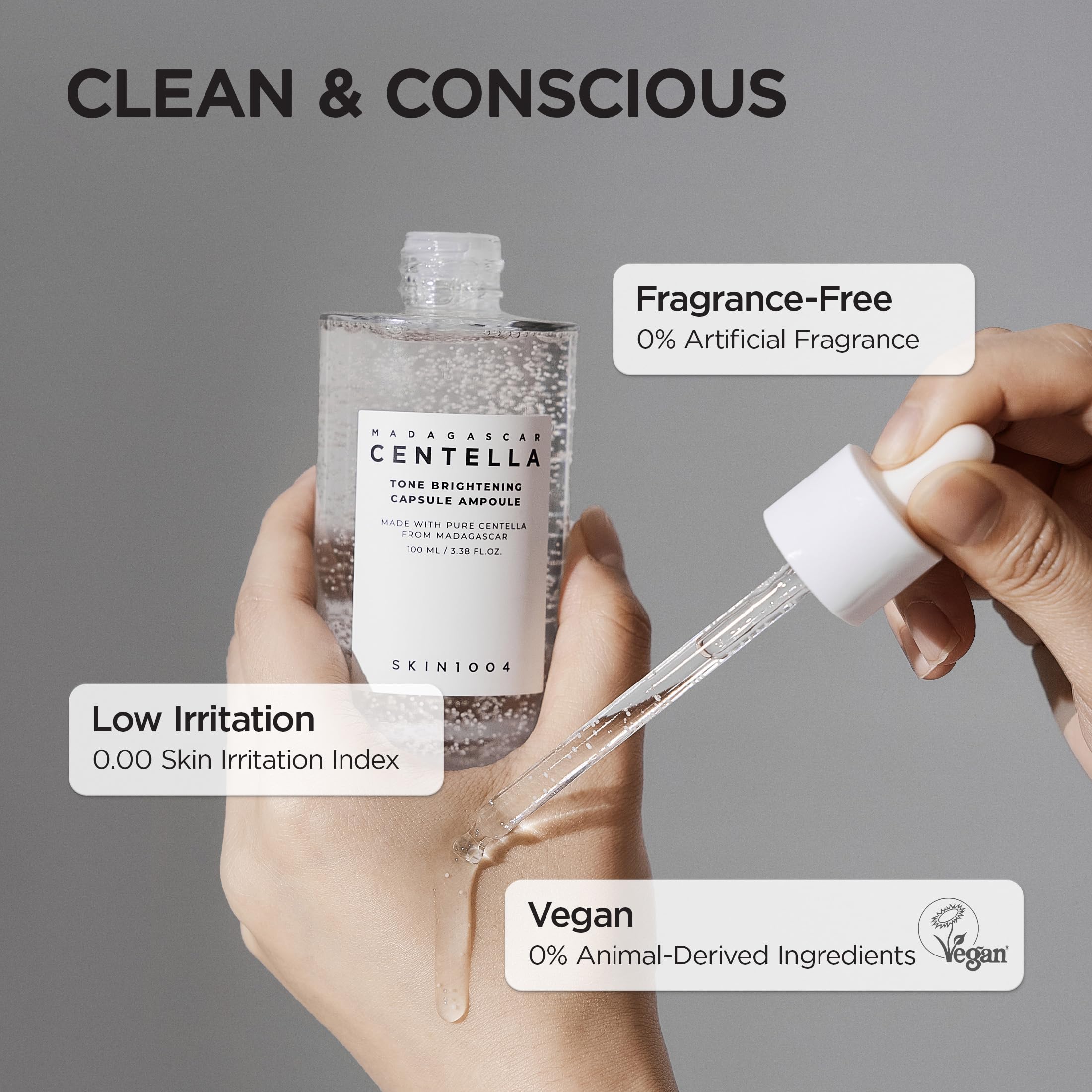 SKIN1004 Tone Glowing Capsule Ampoule 3.38fl.oz,100ml, Niacinamide & Tranexamic Acid Serum, Korean Face Ampoule with Madagascar Centella, Radiant and Healthy Looking Skin Tone, Korean Skin Care