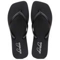 shevalues Women's Slim Square Toe Flip Flops Comfortable Summer Rubber Thong Sandals for Beach, Shower & Pool, Black, EU39