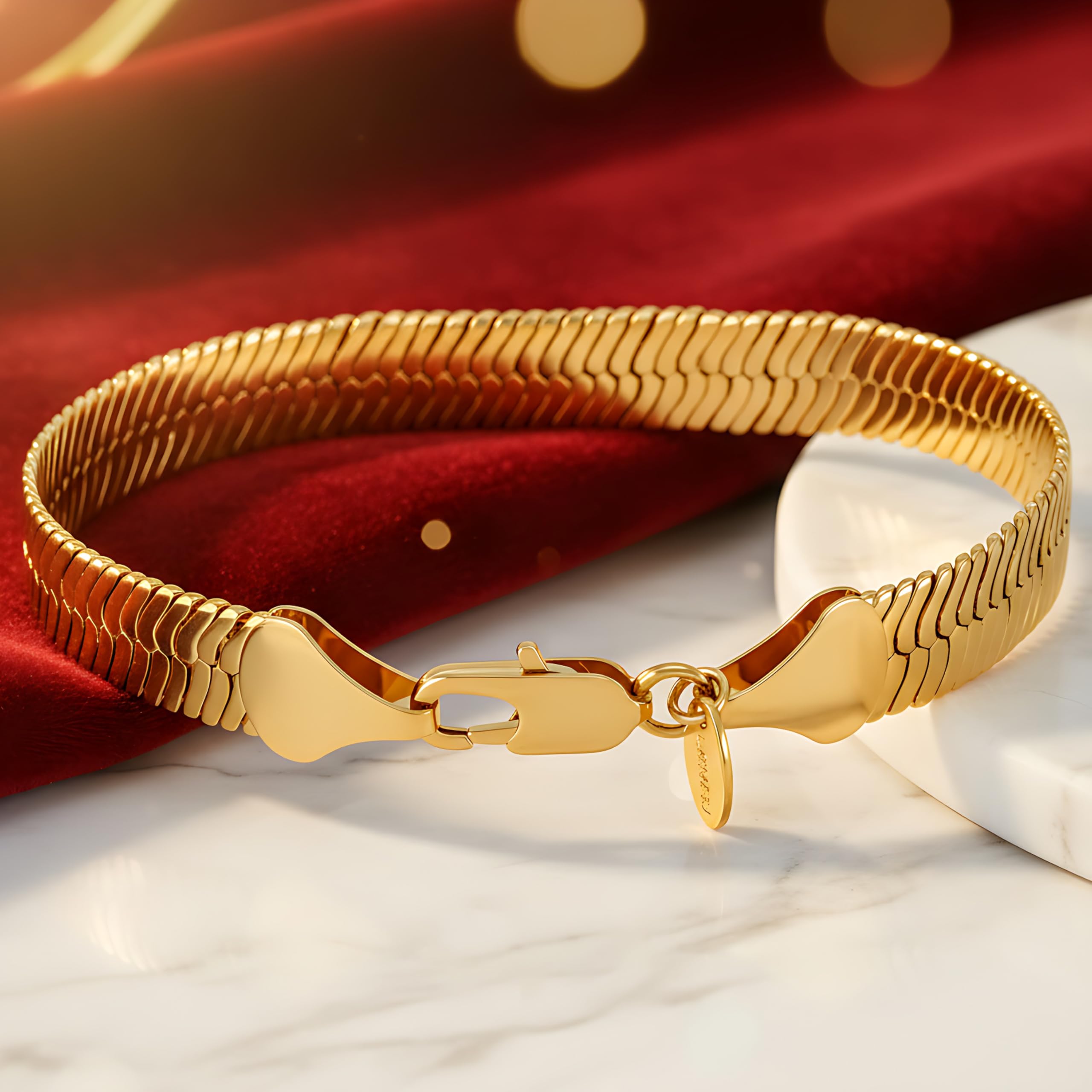 LIFETIME JEWELRY Luxury 24k Real Gold Plated Bracelet Herringbone Bracelet Women Bracelet or Mens Bracelet (7, 11mm)