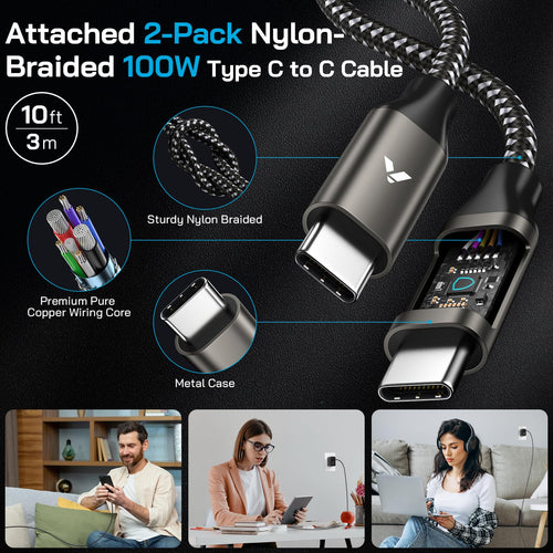 45W Super Fast Charger USB C, 45 Watt Type-C Android Phone Charger Fast Charging Block with 10FT Type C Cords for Samsung Galaxy S25 Ultra/S24 Ultra/S24+/S23 Ultra/S23+/S22 Plus/S20, Tab S9/S8 Ultra