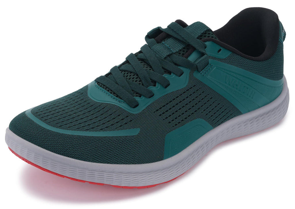 WHITIN Men's Wide Toe Box Running Shoes Width Zero Drop Transitional Barefoot Minimalist Size 10 Cross Jogging Lightweight Blackish Green 44