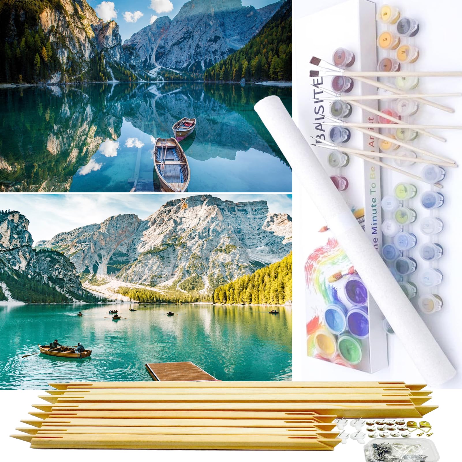 BAISITE Paint by Numbers Kit for Adults Beginners,12" Wx16 L 2 Pack Canvas for Painting Kits for Adults in Colorful Box-PBN281-282-DIY Frame