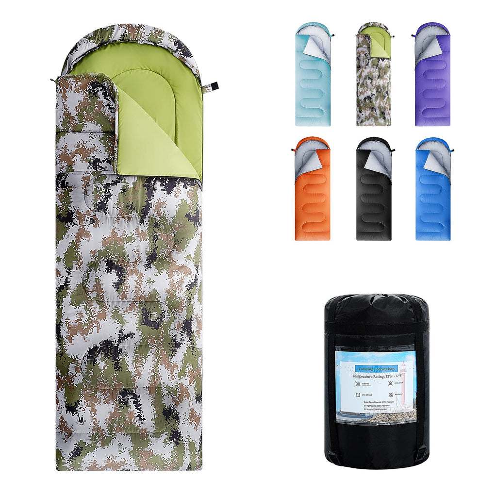 ORTHOMTEX Sleeping Bags for Adults,Kids & Girls-Warm & Cold Weather Lightweight Waterproof Sleeping Bag Backpack,Great for 3-4 Seasons Hiking,Camping and Outdoor Mountaineering(Camouflage/Left Zip)
