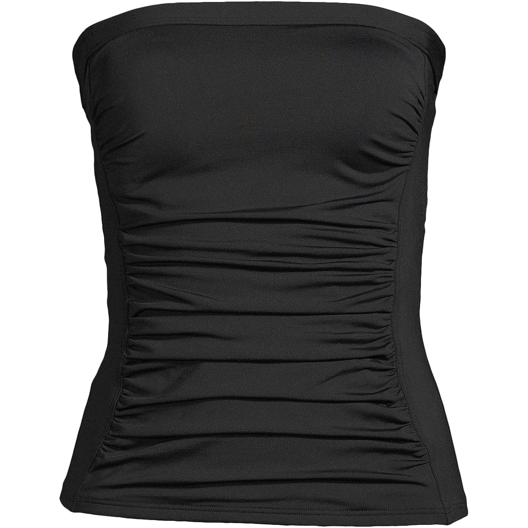 Lands' End Womens Chlorine Resistant Bandeau Tankini Top Black Regular 2