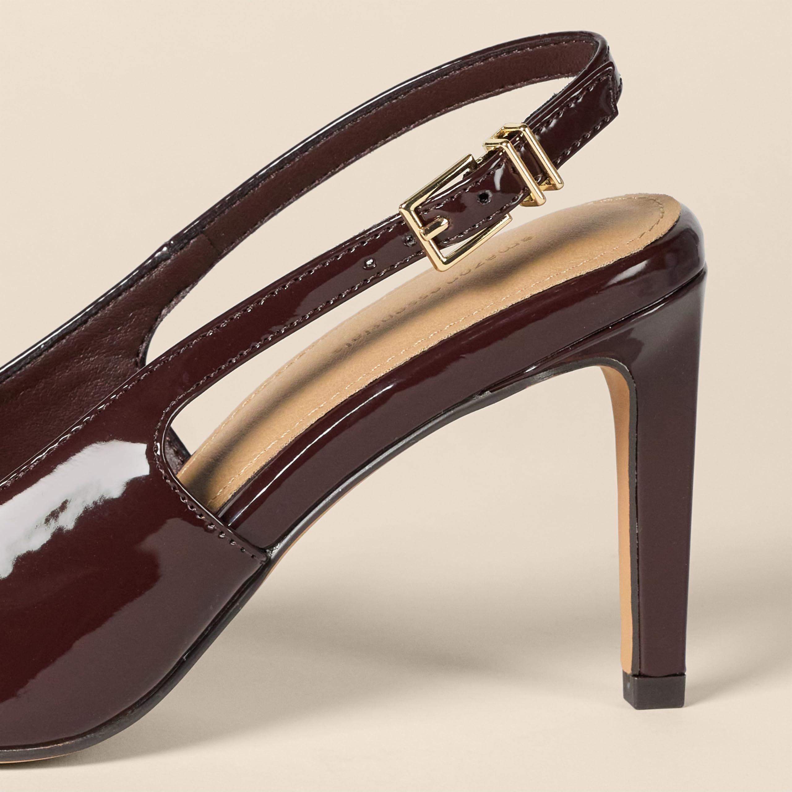Amazon Essentials Women's Slingback Heels, Brown Patent, 13