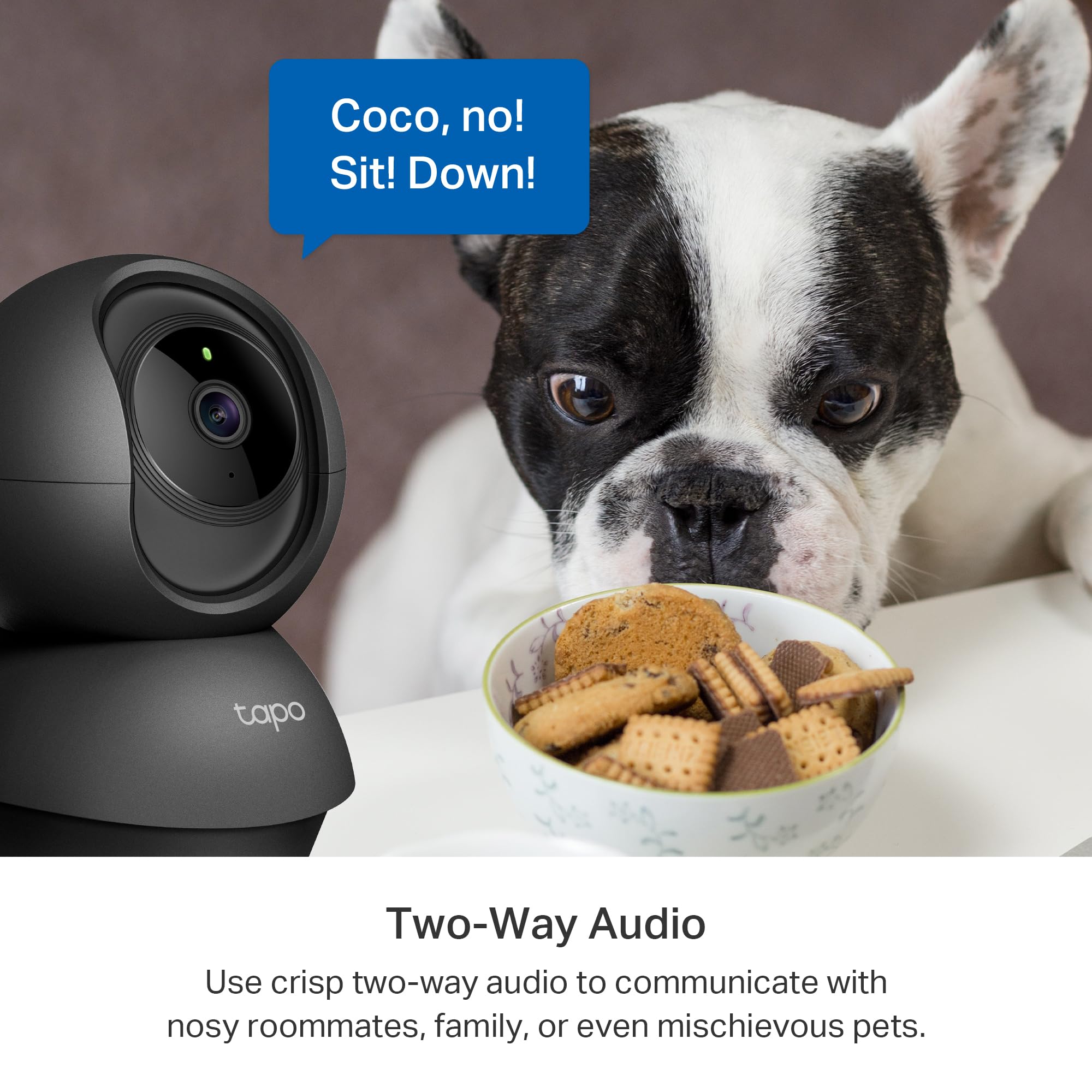 Tapo 2K Indoor Pan/Tilt Wired Security Camera - Works as a Baby Monitor & Pet Camera, Motion Detection, 2-Way Audio, Siren, Night Vision, No-Subscription Local Storage or Optional Cloud, C211 (2-Pack)
