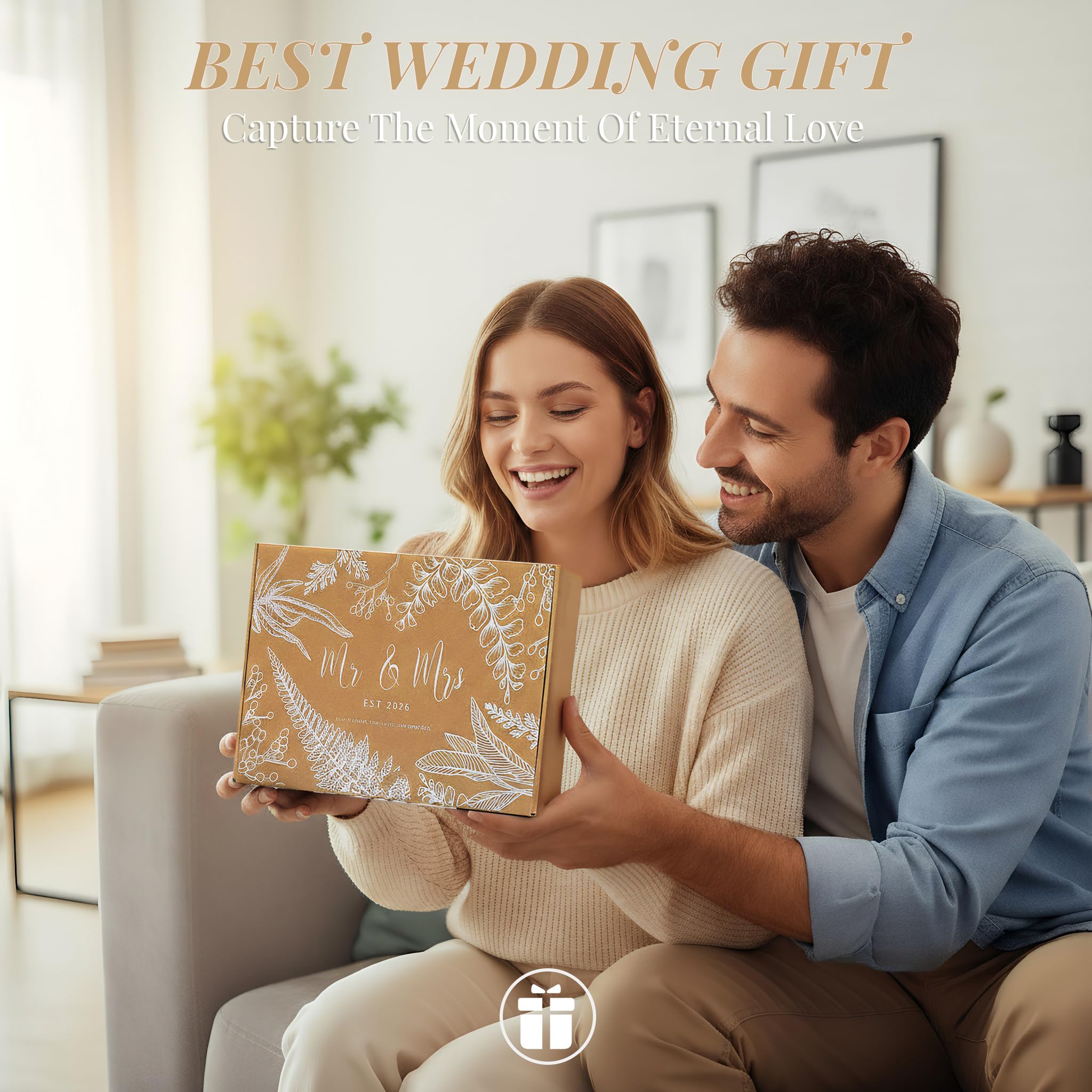 PIKPEOD Wedding Gifts for Couples 2026, Engagement Anniversary Mr and Mrs Presents for Newlyweds, Bridal Shower Gift for Bride to be, Personalized Glass Picture Frame 4x6 for His and Her