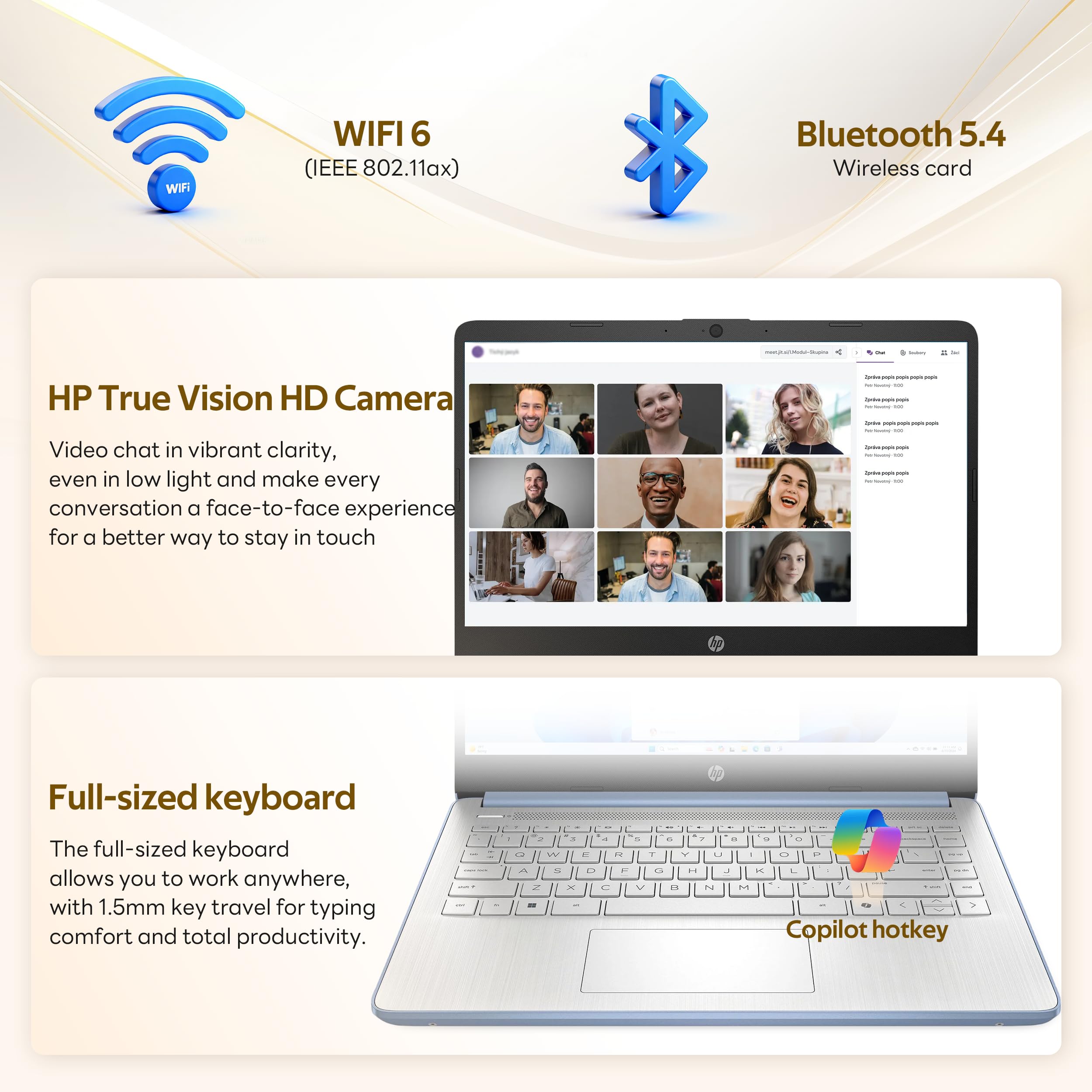 HP Flagship 14" HD Student&Business Laptop with AI Copilot, 13th Gen Intel 4-Core, 4GB RAM, 1.12TB Storage (128GB UFS + 1TB Docking Station), 1 Year Office 365, Wi-Fi 6, Win 11 S, Sky Blue