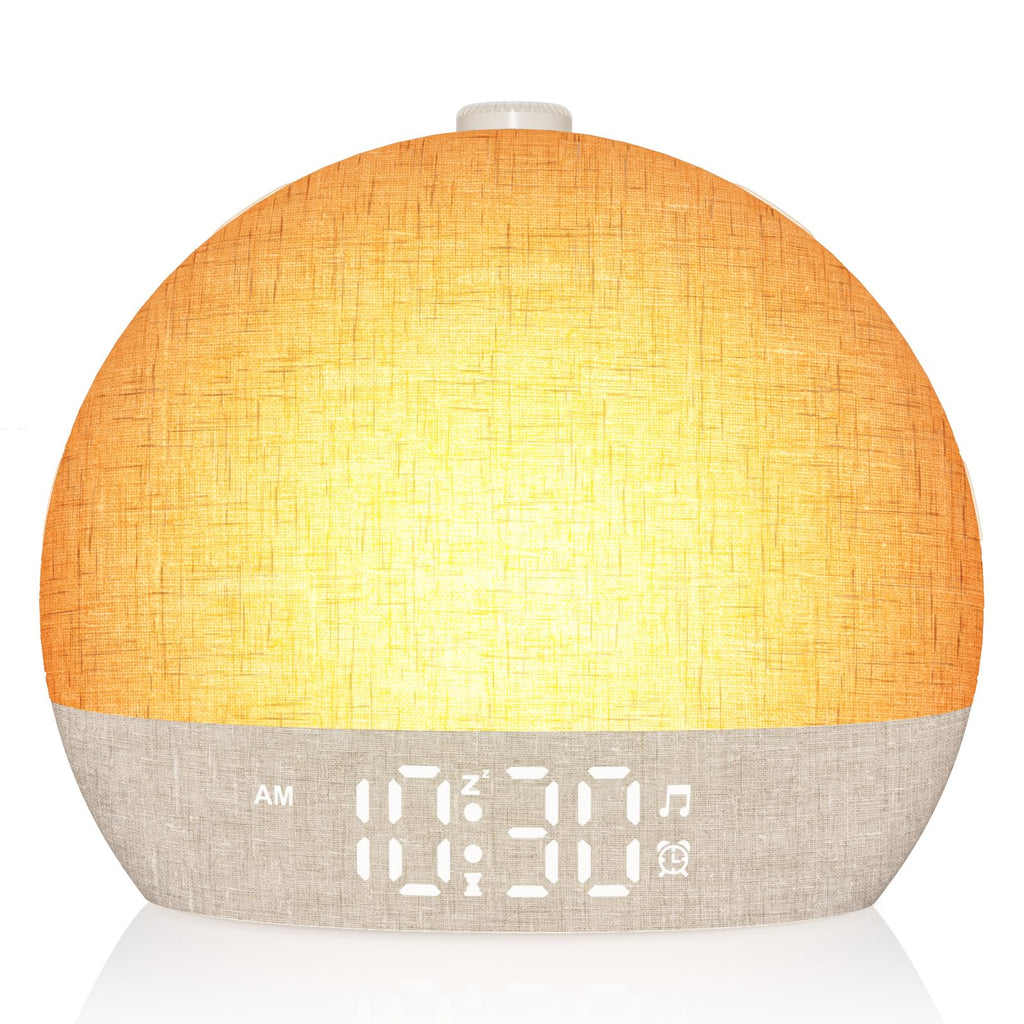 Wake Up Light Sunrise Alarm Clock,White Noise Machine with 30 Soothing Sounds,Stepless Dimmer Digital Alarm Clock Bedside Night Light 12 Colors, Alarm Clocks for Heavy Sleepers Adults/Kids/ Bedroom