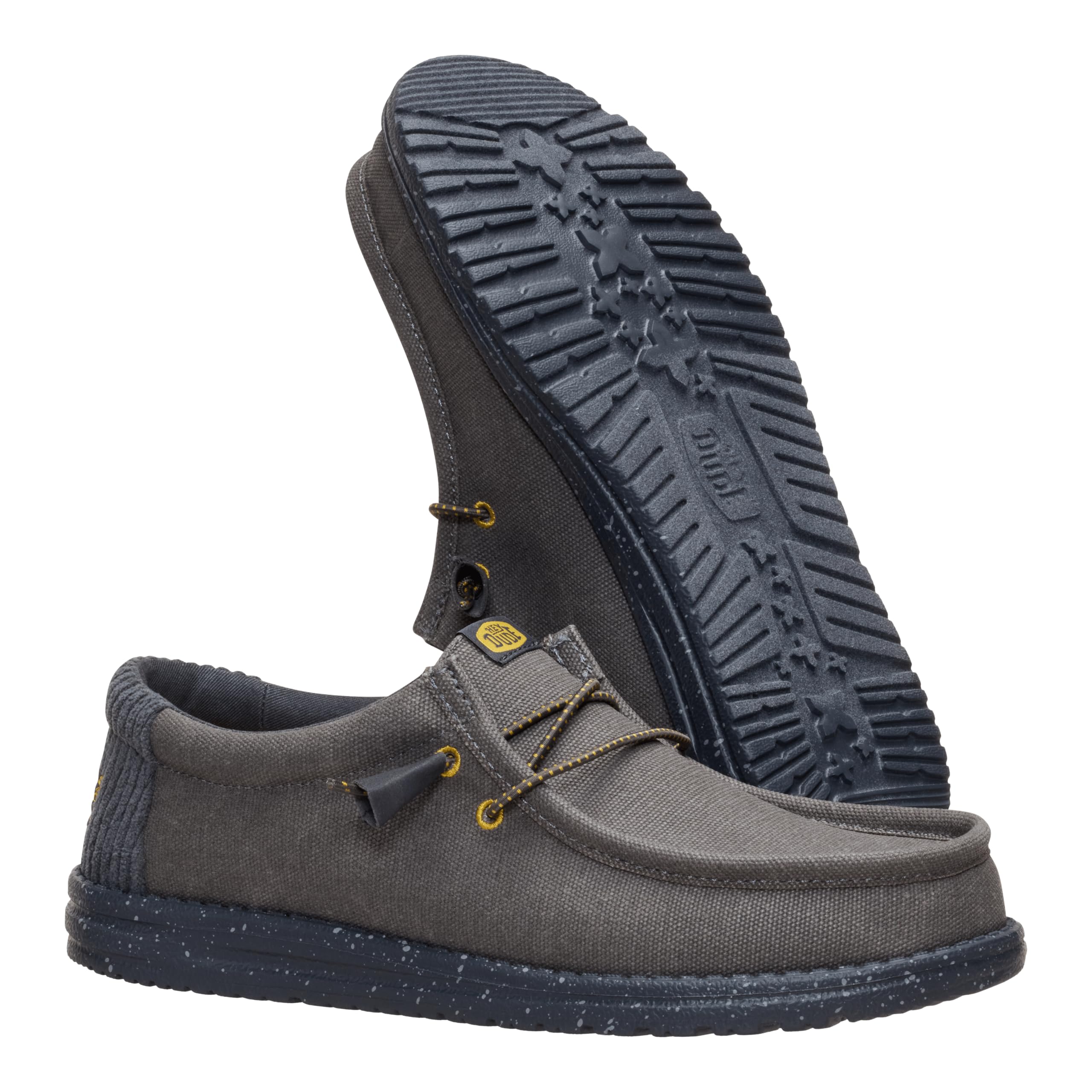 HEYDUDE Wally Waxed Casual Dark Grey Size 8, Men’s Shoes, Slip-on Loafers, Comfortable & Light-Weight