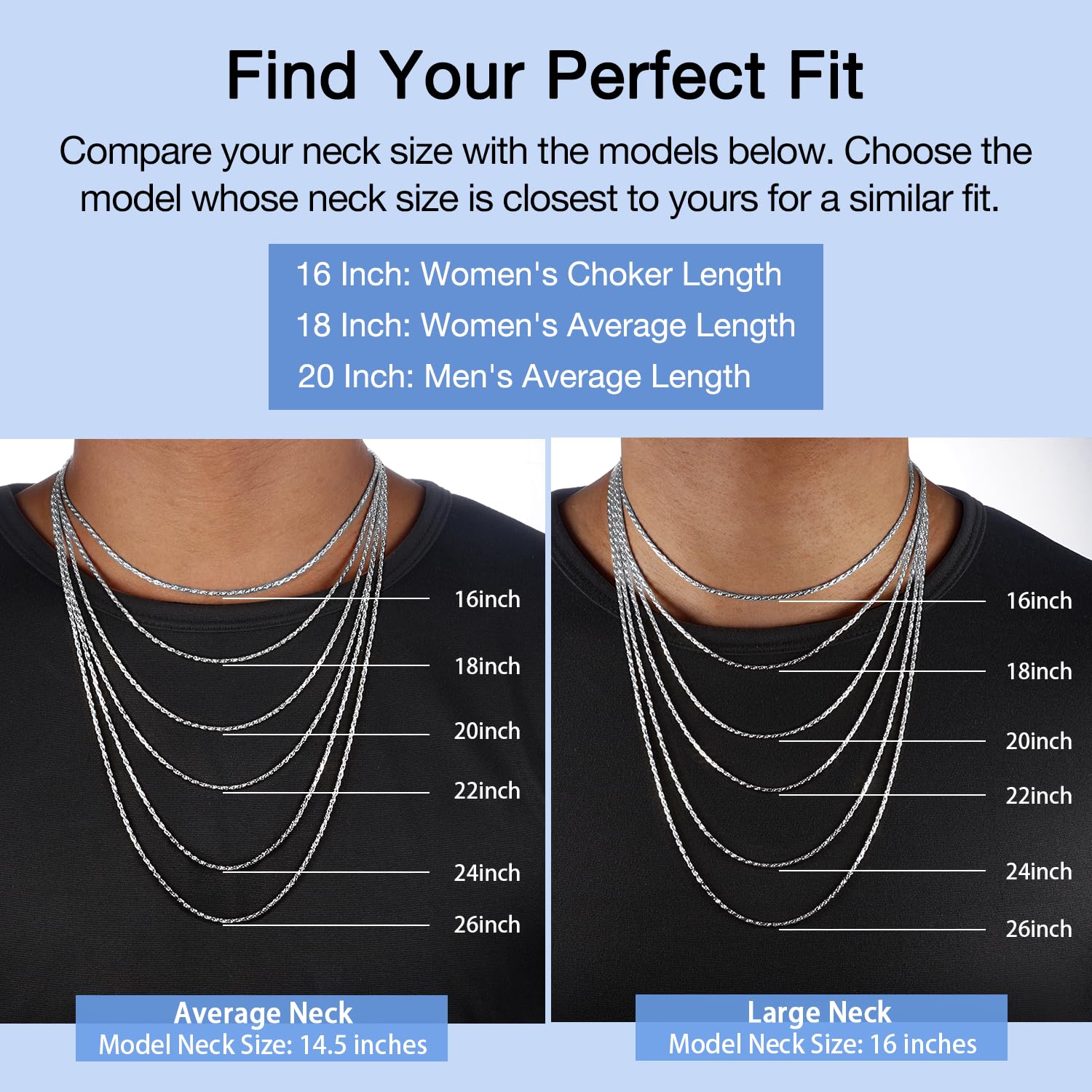 Jewlpire Diamond Cut 925 Sterling Silver Chain Rope Chain Italian Silver Necklace Chain for Women Men Super Shiny Durable 1.35mm Size 24 Inch