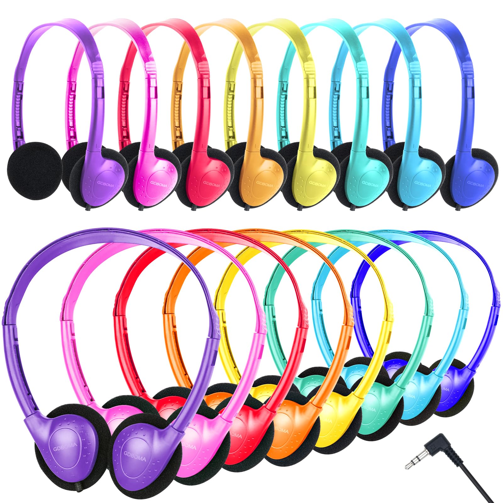 GDBOMA Kids Headphones Bulk 24 Pack for School Classroom,Wholesale Class Set Earphones for Students Children Teens Boys Girls Adult 3.5mm Jack Multi Color