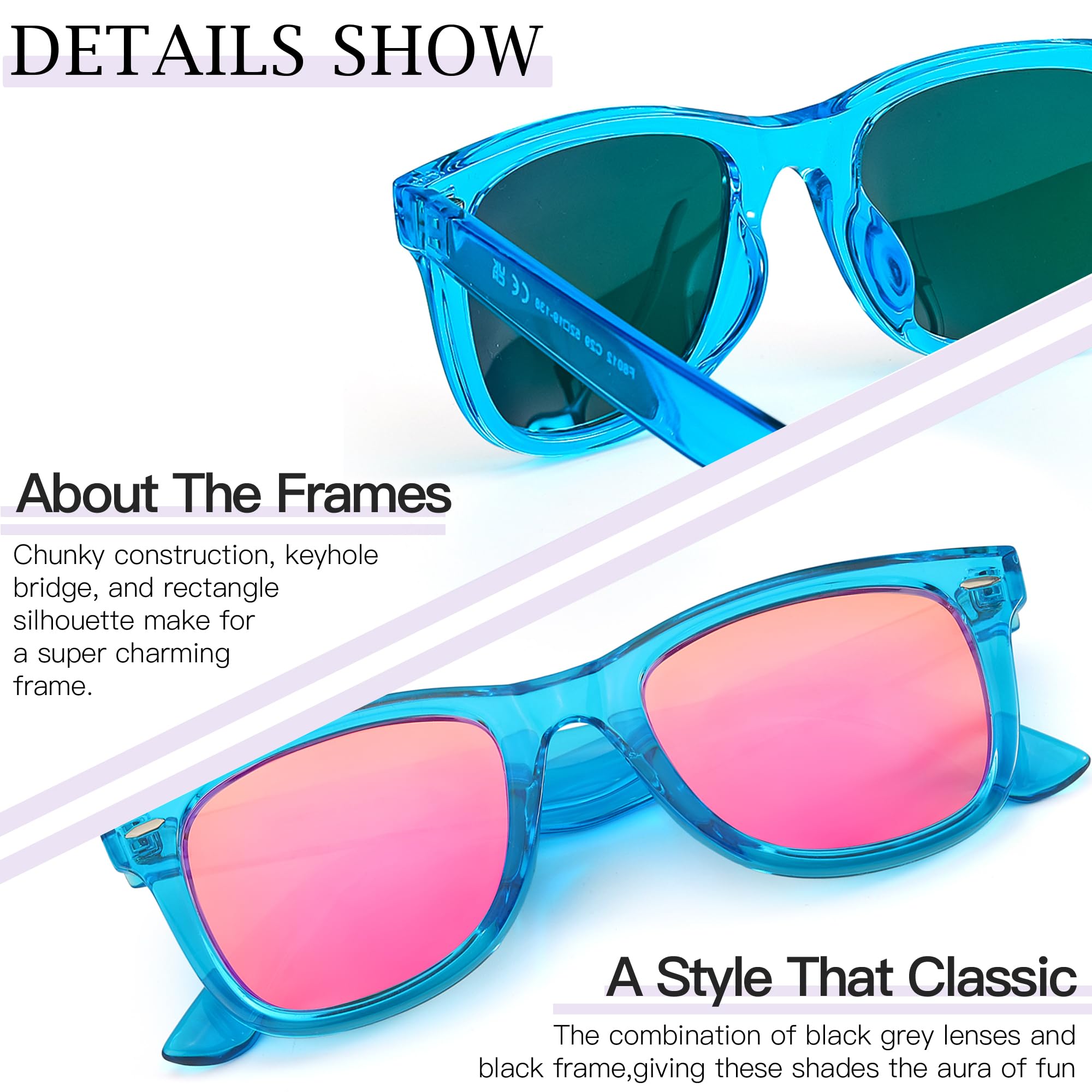 SIPHEW Polarized Sunglasses for Women & Men - Mirrored Sports Square Sunglasses w UV Protection/Medium Fit