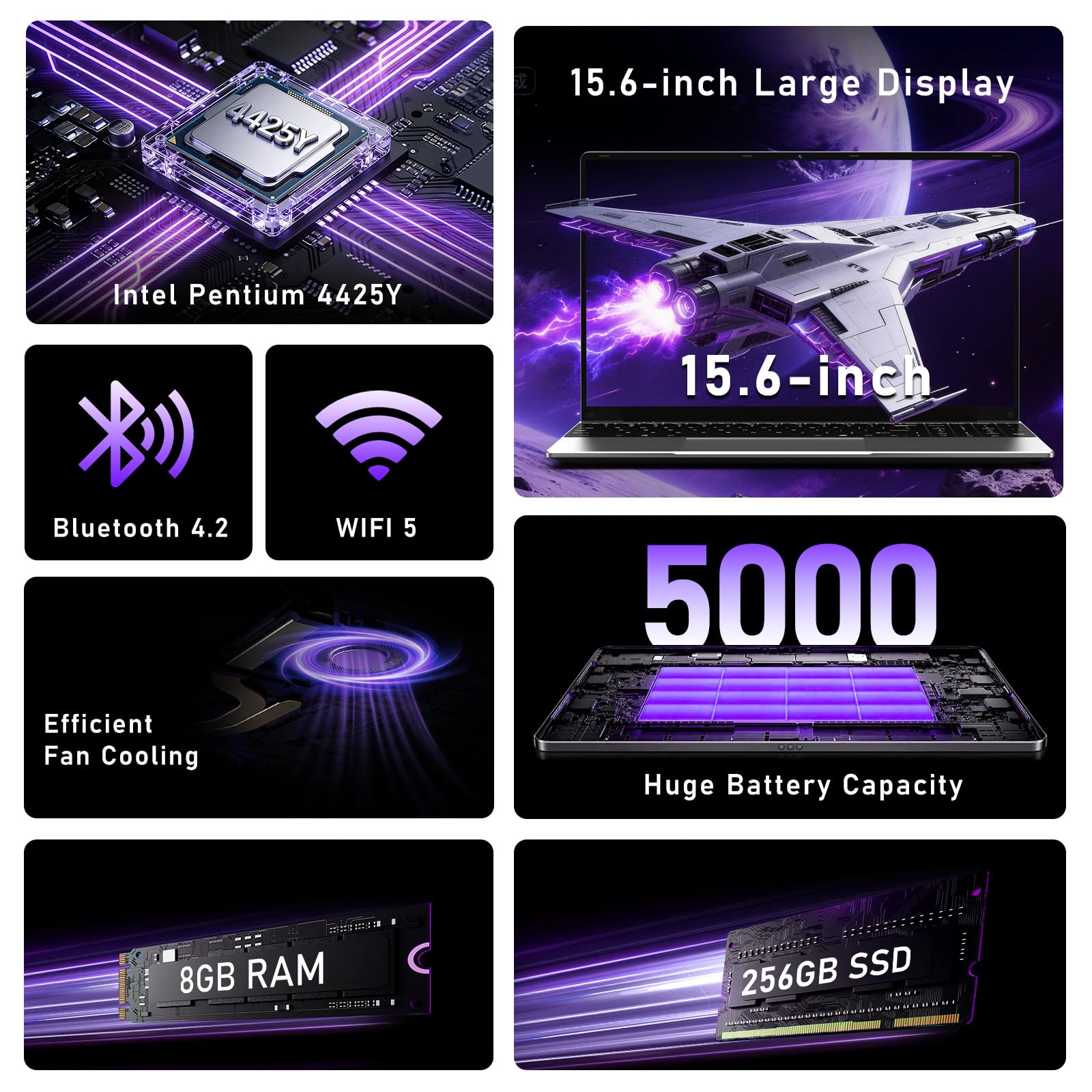 NIAKUN Laptop Computer 2026, 15.6 Inch Lap Top PC Window 11 Pro, 8GB RAM 256GB SSD, Int Pentium Gold Processor 4425Y, 2-Year Warranty, Bluetooth, Mini HDMI, FHD 1920 * 1080, Office 365, Business