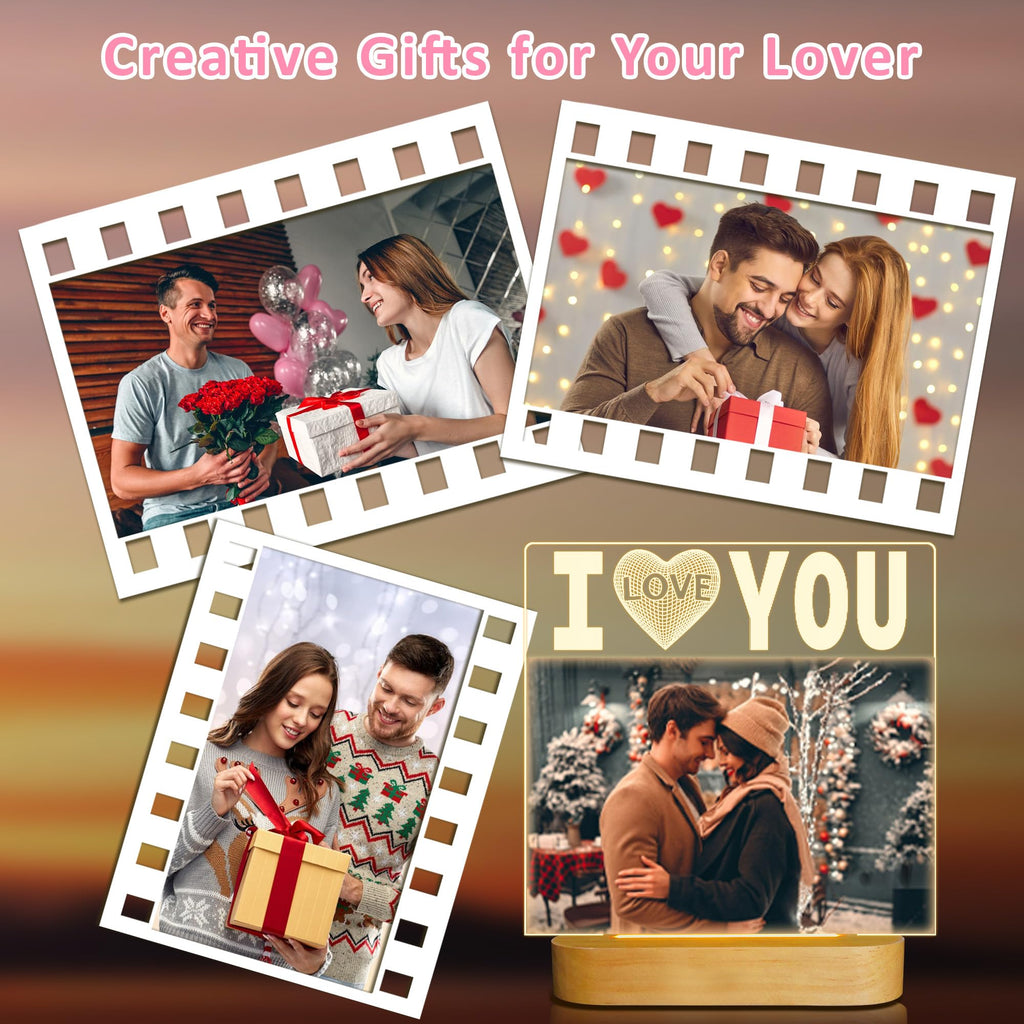 Attivolife I Love You Picture Frame for Women, Light up Photo Frame with LED Night Light, Gifts for Couple Husband Wife Men Wedding Anniversary Present