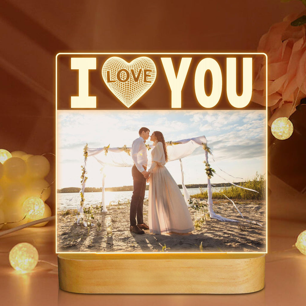 Attivolife I Love You Picture Frame for Women, Light up Photo Frame with LED Night Light, Gifts for Couple Husband Wife Men Wedding Anniversary Present