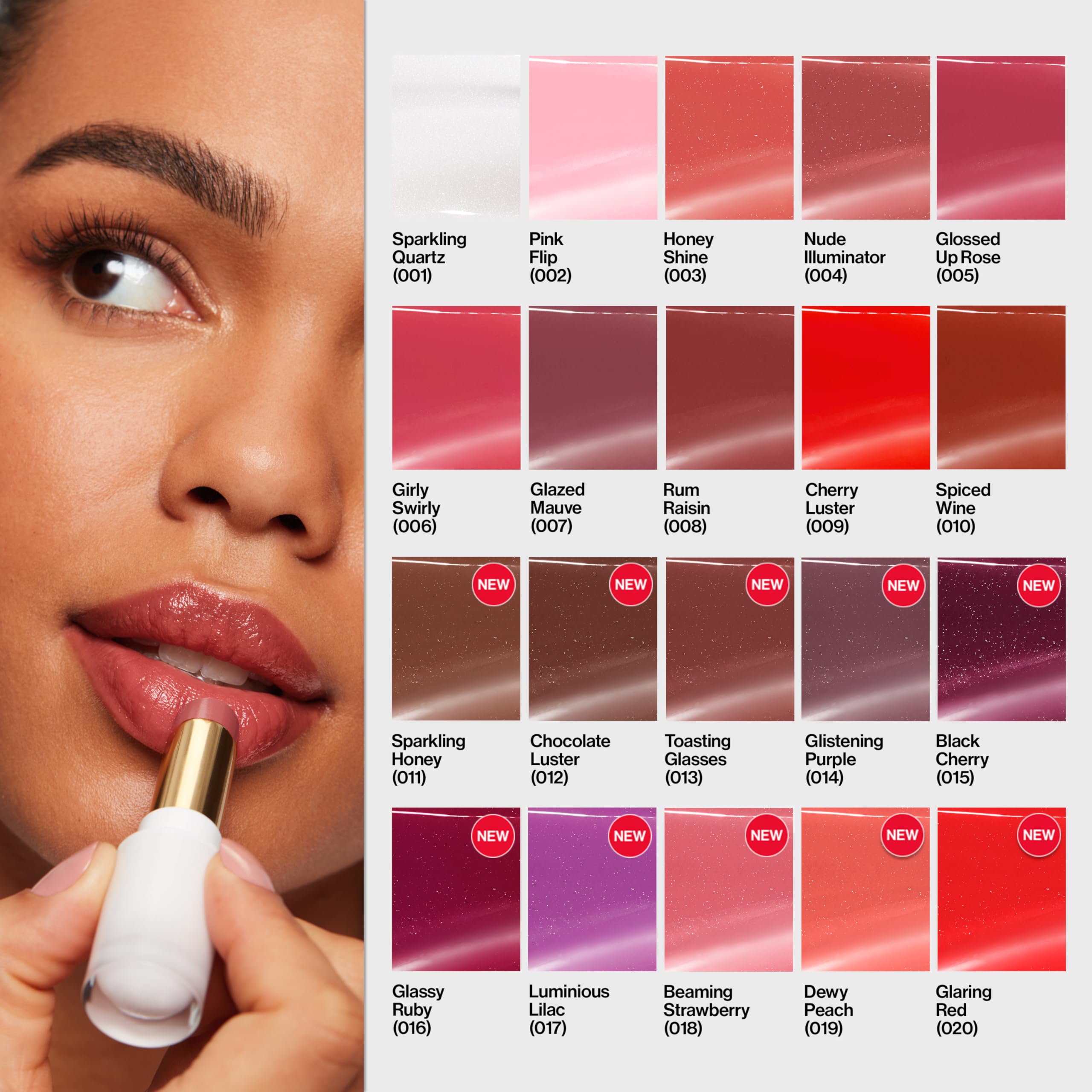 REVLON Super Lustrous Glass Shine Balm, Hydrating Tinted Lip Balm with Hyaluronic Acid, Aloe & Rose Quartz, 007 Glazed Mauve, 0.11 oz