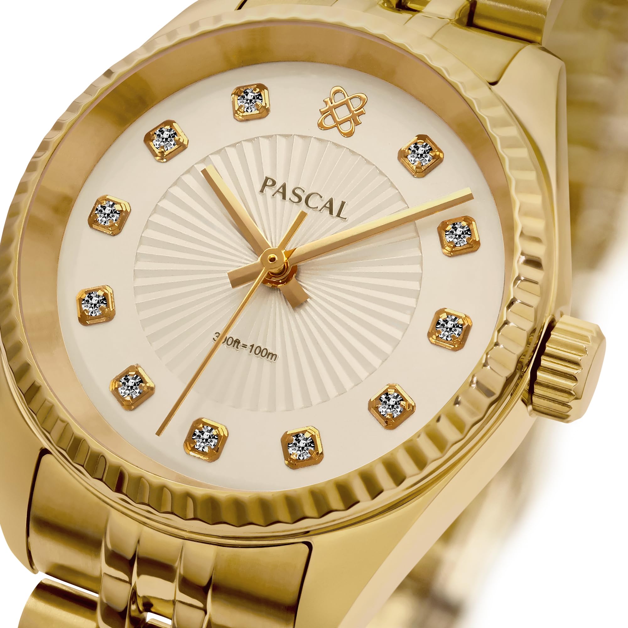 PASCAL Timeless Classic Diamond Watch for Men– Swiss Quartz Watch with Lab-Grown Diamonds, Sapphire Crystal, Elegant Dress Watch Gift,10 ATM Water Resistant, Fits 6.5"-9.5" Wrists (Oat Milk, 36)