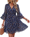 Bebonnie Country Concert Outfits for Women: Curvy Women Bell Sleeve Music Festival Graduation Garden Party Dress Casual Business Work Teacher Boho Swing A Line Dresses for Coachella Multi Blue XXL